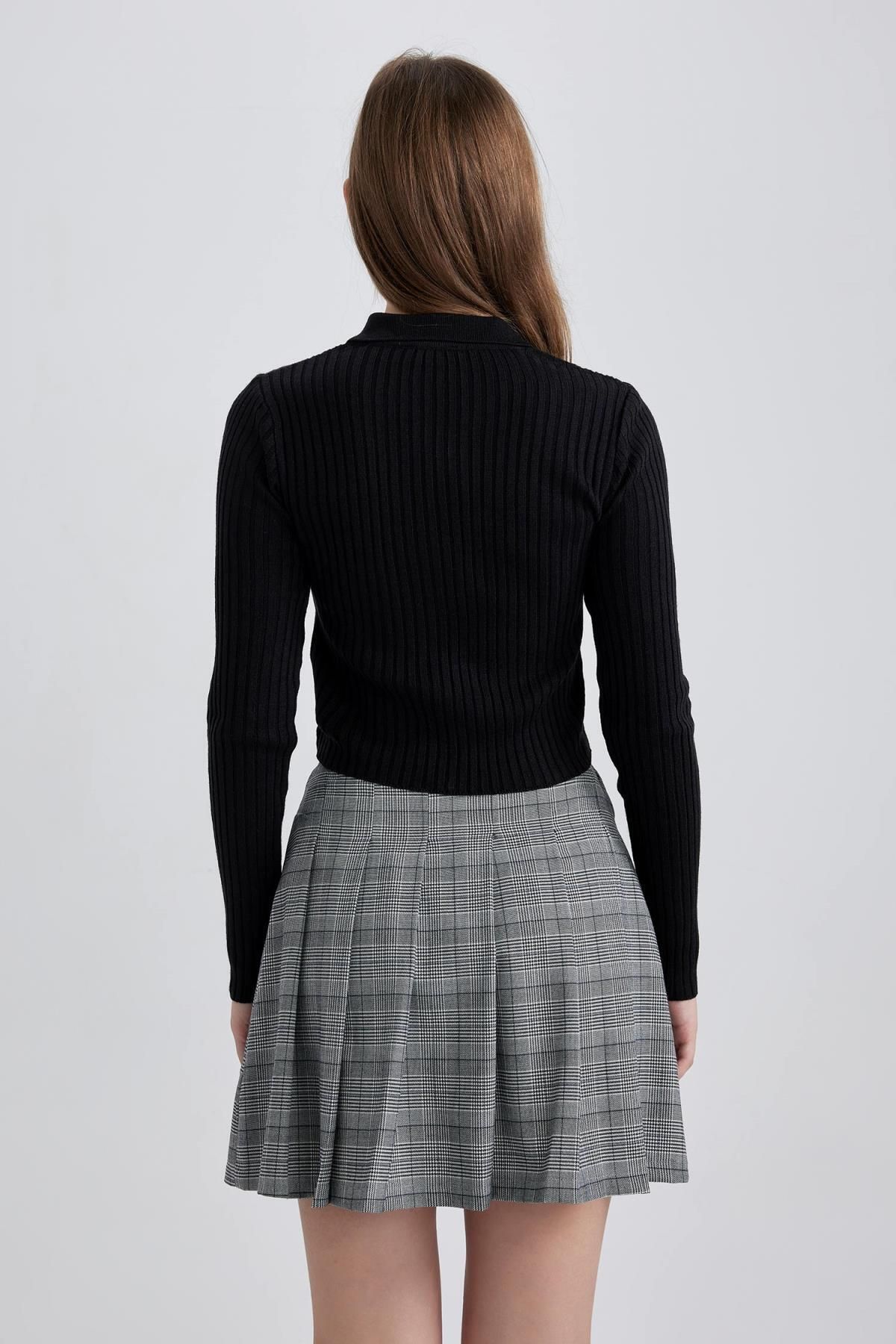 DeFacto-Regular Fit Polo Neck Knitwear Cardigan - Coool X4926az23au 5