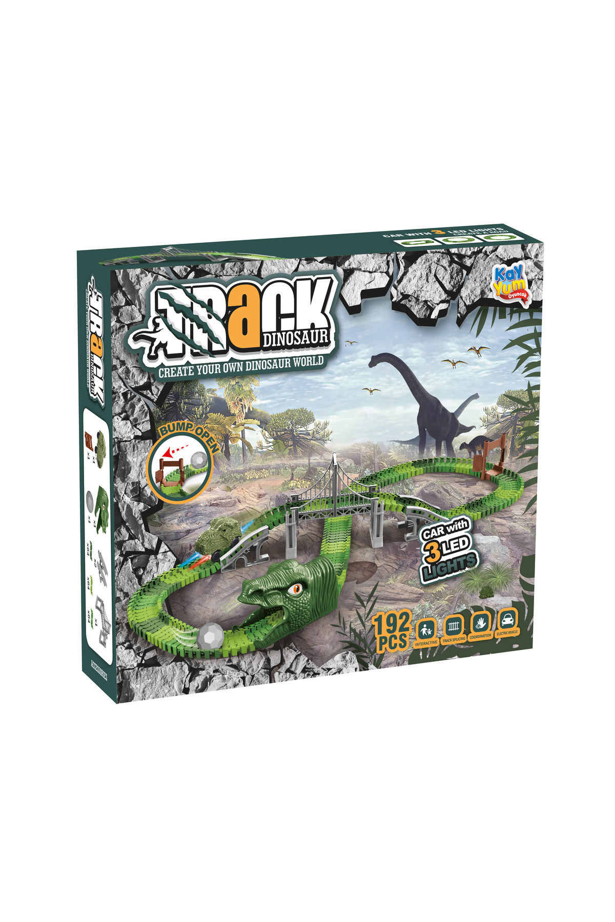 آرکنکس ترکس ۱۹۲ تکه – مجموعه ریل‌های متحرک با تم دایناسور و پل خودرو