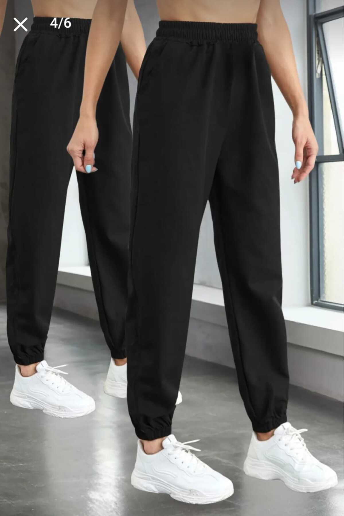 yg ydn giyim 2li Paket Siyah Eşofman Altı-unisex-jogger Paça-rahat Giyim görsel 4