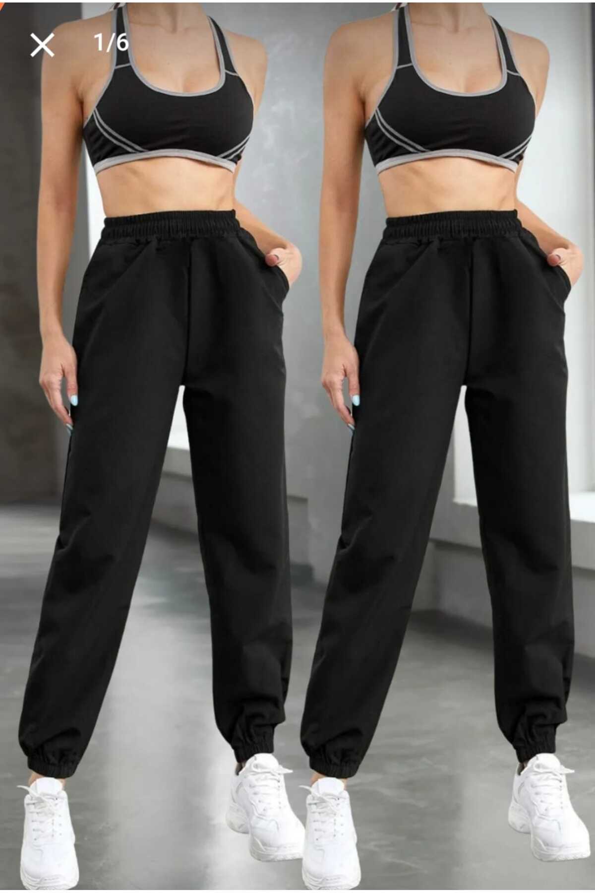yg ydn giyim 2li Paket Siyah Eşofman Altı-unisex-jogger Paça-rahat Giyim görsel 2