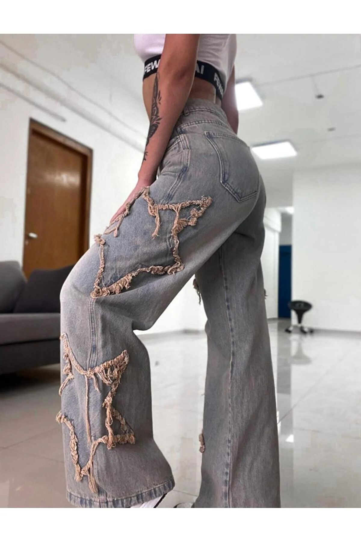 RockMore PANTALONI JEAN BAGGY BAGGY RECICLAȚI Y2K