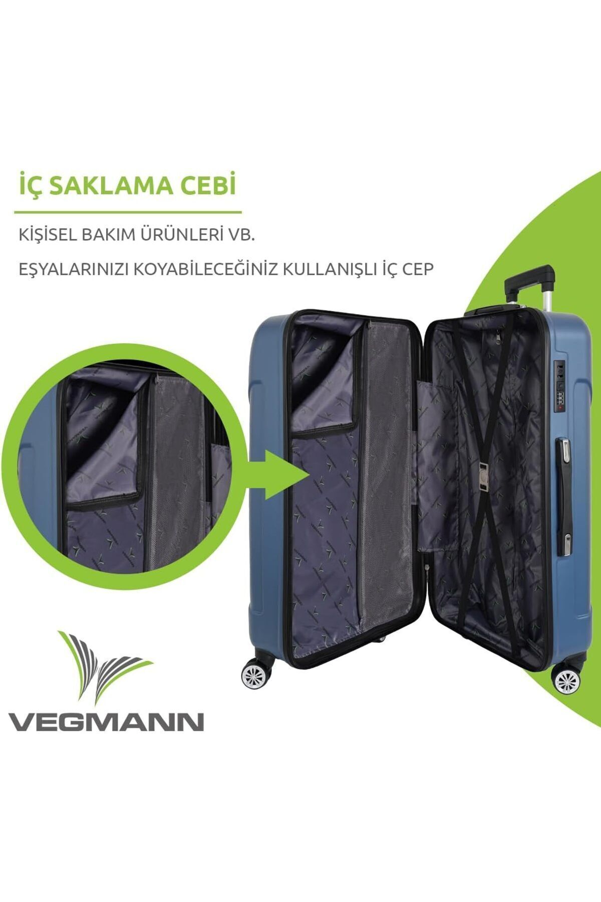Vegmann Vela Kırılmaz Dayanıklı 3lü Valiz Seti & Bavul Seti