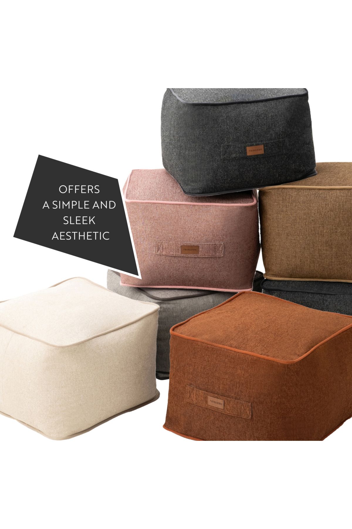 dekorist-Decorist Pouf Ottoman Bequem - Würfel Pouf Fußhocker, Morbido Samtbeutel, Home Decor Poufs Extra 3