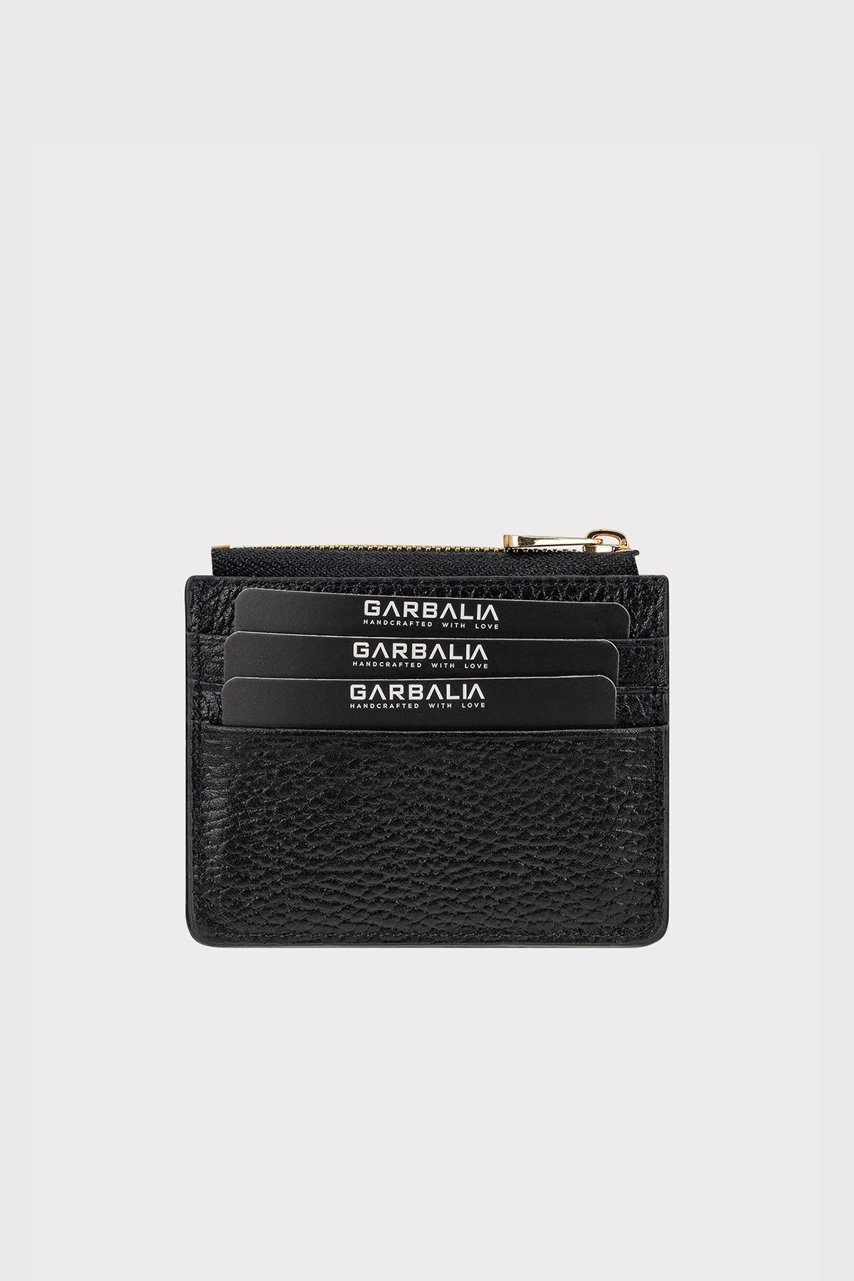 Garbalia Gallen Hakiki Deri Fermuarlı Para Bölmeli Unisex Siyah Kartlık Cüzdan görsel 2