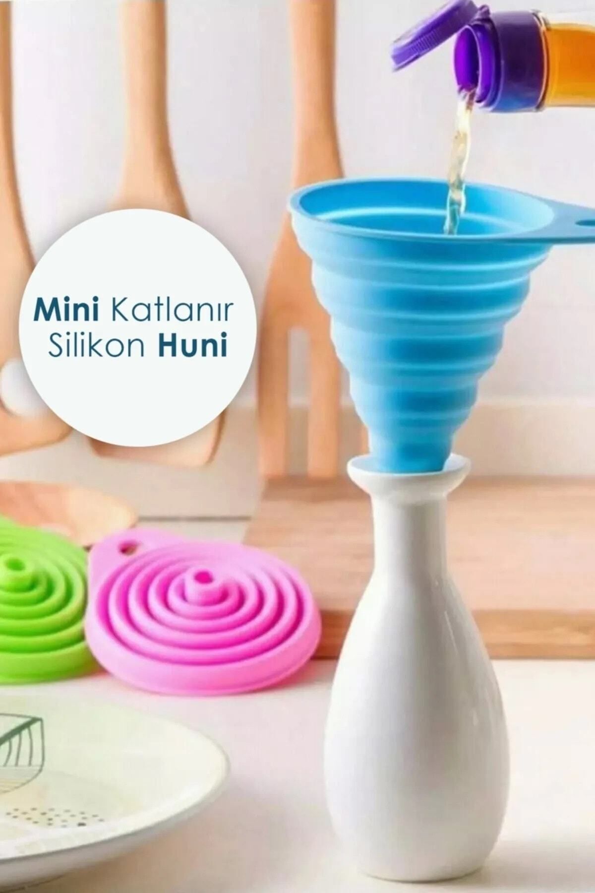 VİGENTİNO Pratik Mini Silikon Katlanır Huni | Akordeon Huni | Katlanır - 1 Adet