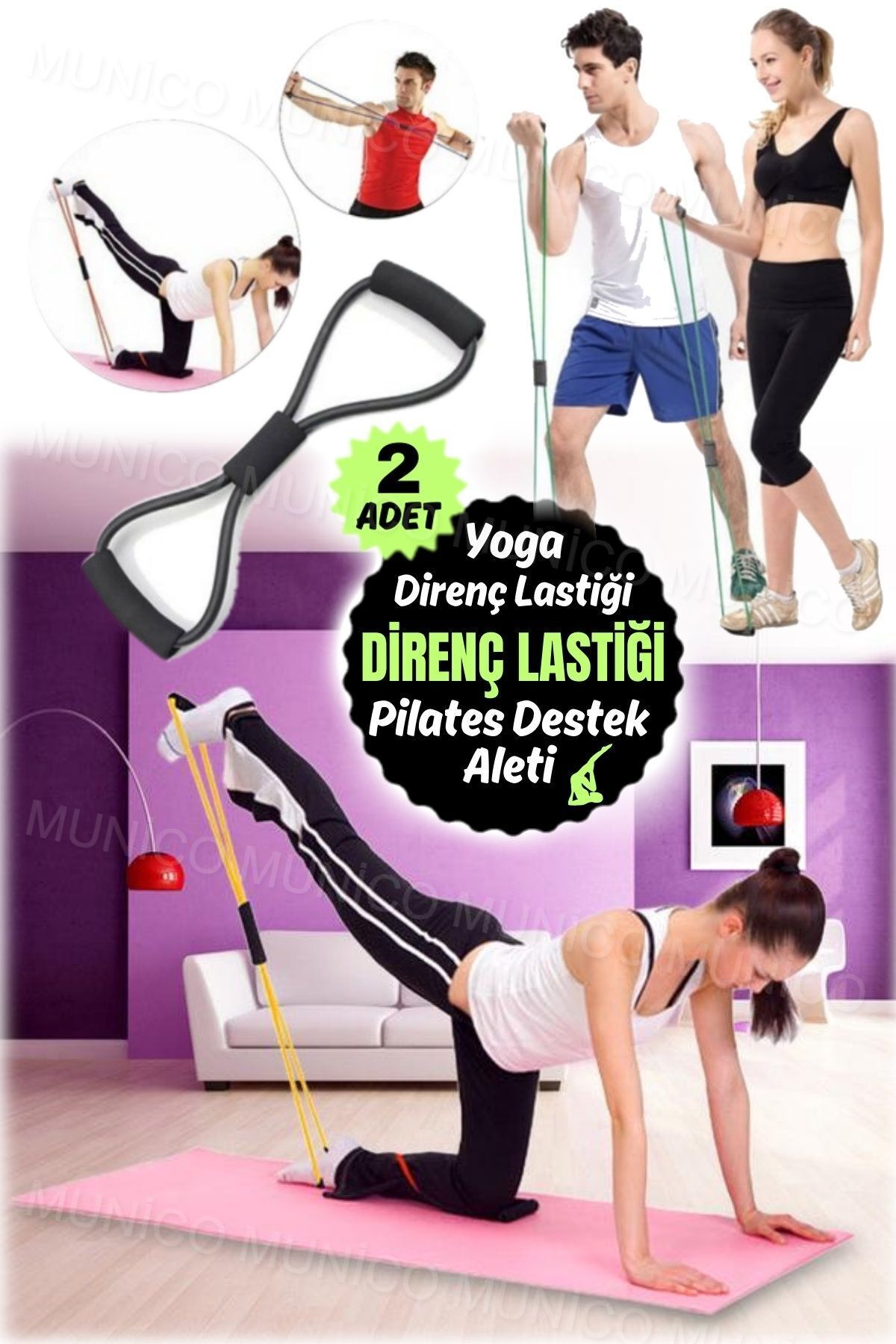 Performance Increase with 2 Pieces of Resistance Rope Rubber Elastic Band - for Gym Equipment