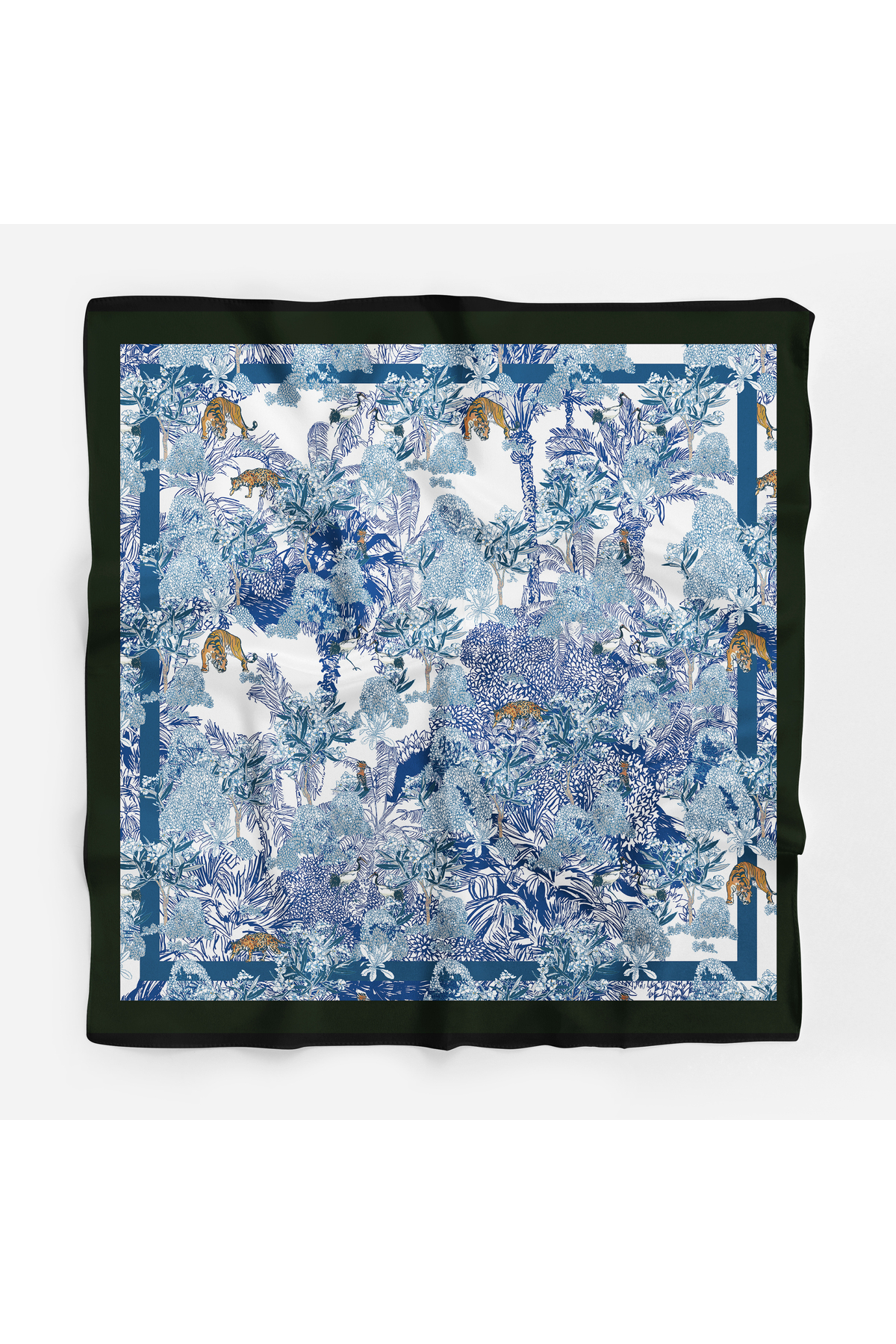 Kadın Mavi Tropik Desenli Bandana 70x70 DG1130-22