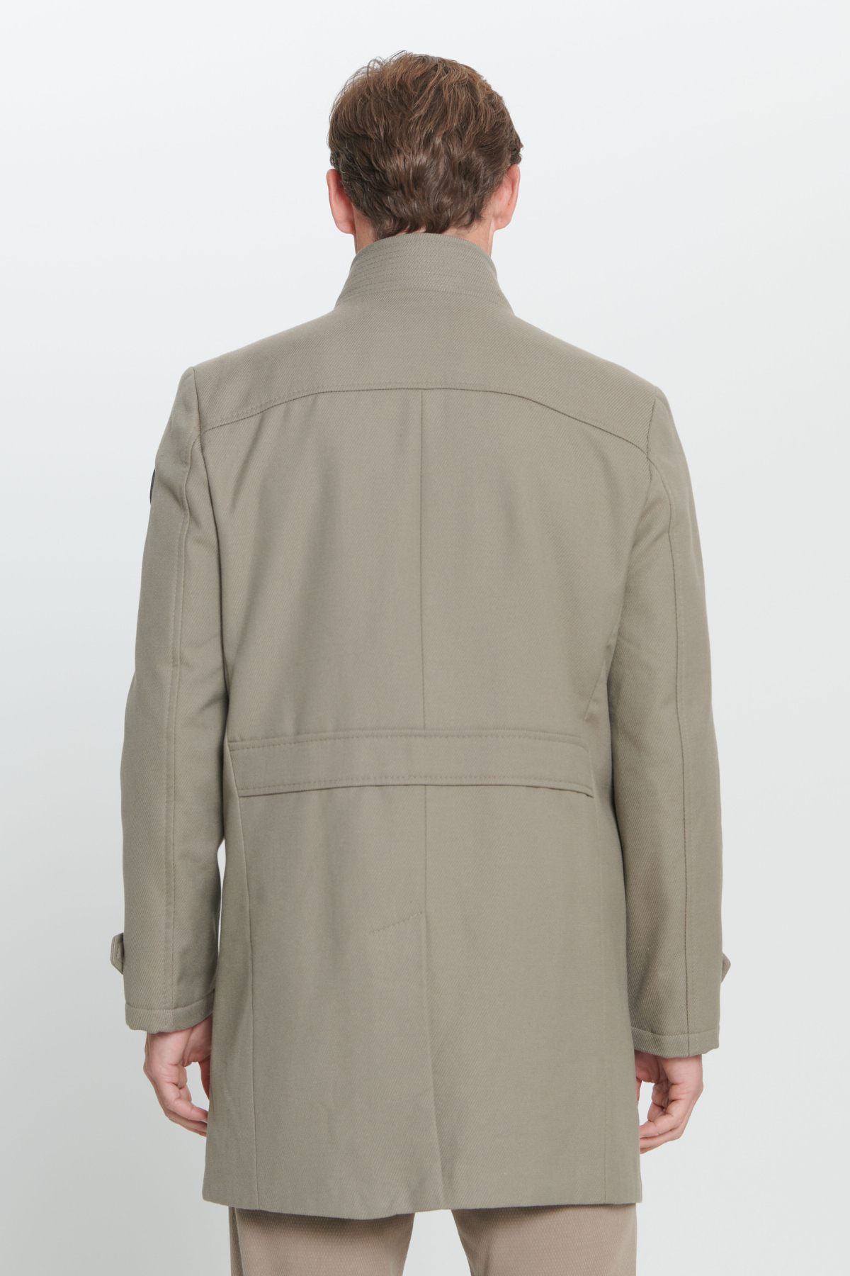 Altınyıldız Classics  Erkek Bej Standart Fit Normal Kesim Dik Yaka Yünlü Desenli Kaban - Görsel 7