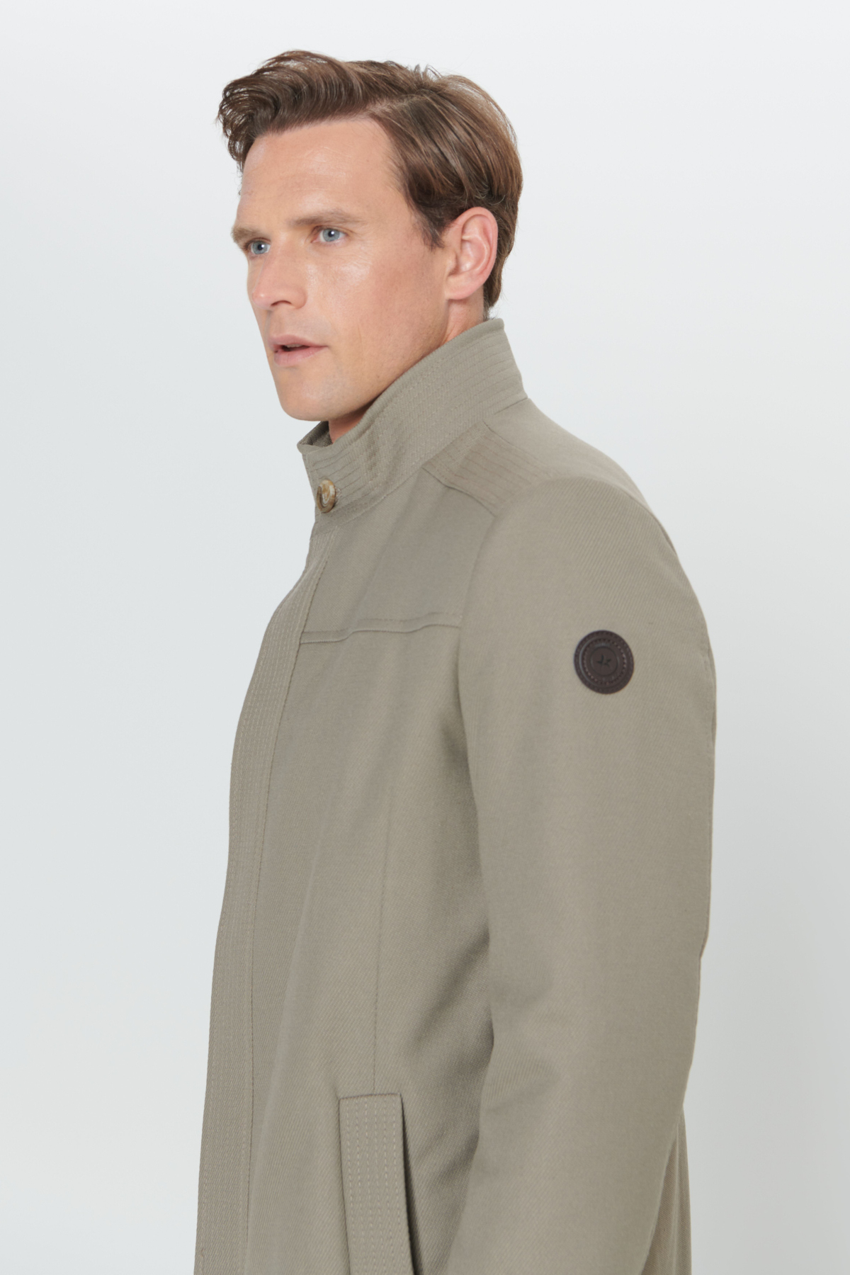 Altınyıldız Classics  Erkek Bej Standart Fit Normal Kesim Dik Yaka Yünlü Desenli Kaban - Görsel 6