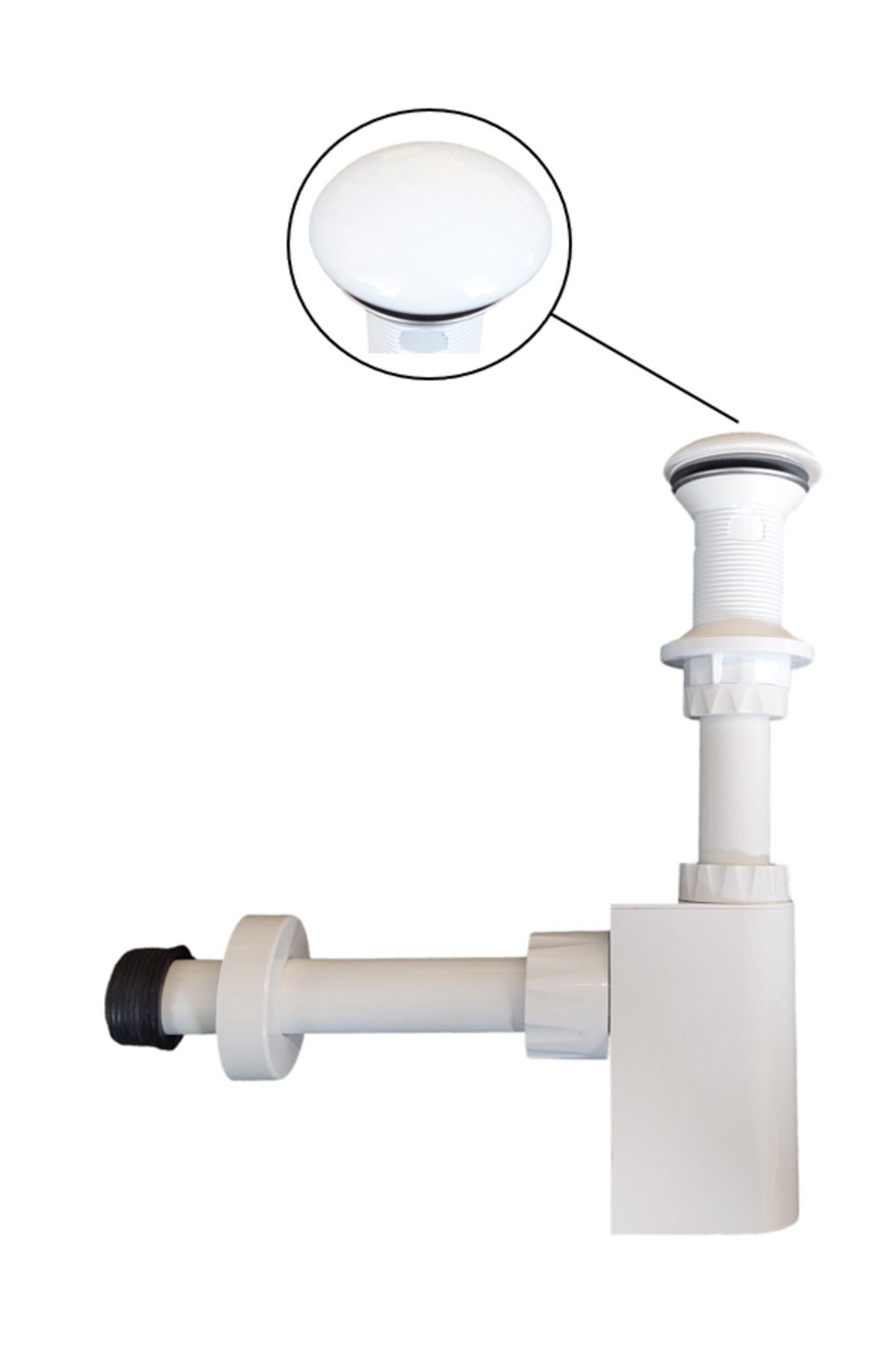 studor-White Ceramic Trap-Vent Sink Siphon - With Pop-Up Strainer, Clogging and Anti-Odor Drain 2