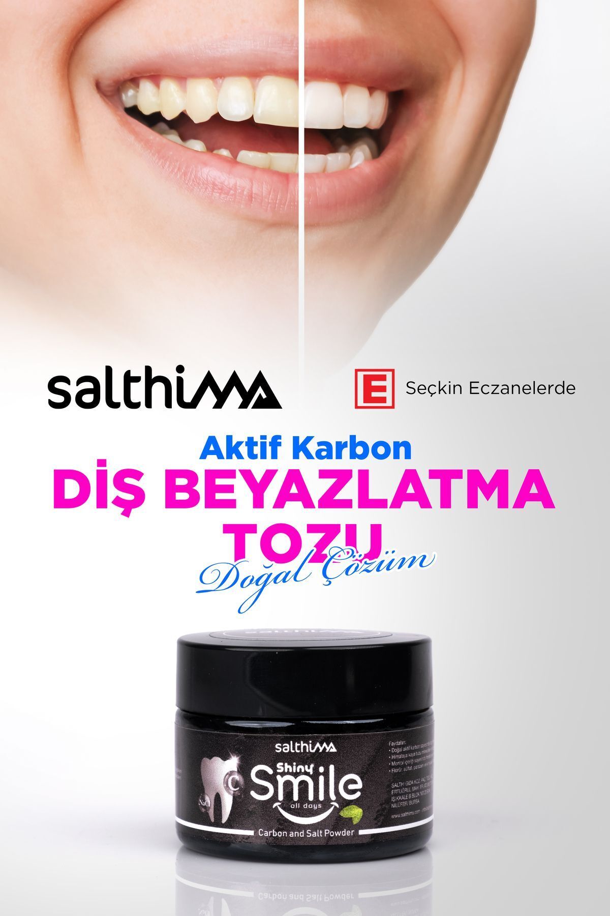 Salthima Diş Beyazlatma & Temizleme Tozu ( Aktif Karbon ) 50 gr