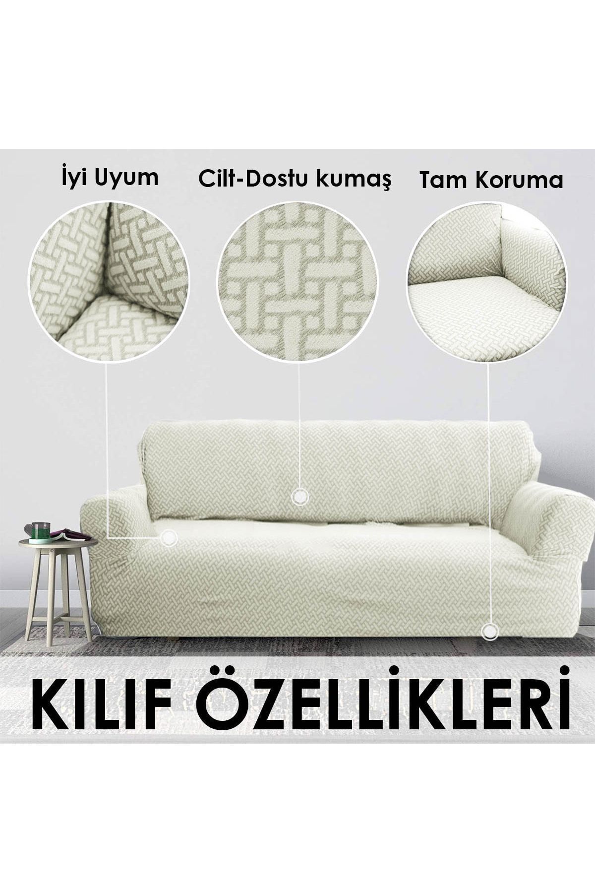 Faiend-Stretch Elastic Jacquard Brick Patterned Sofa Cover Set - 3 3 1 1 Flexible Sofa 6