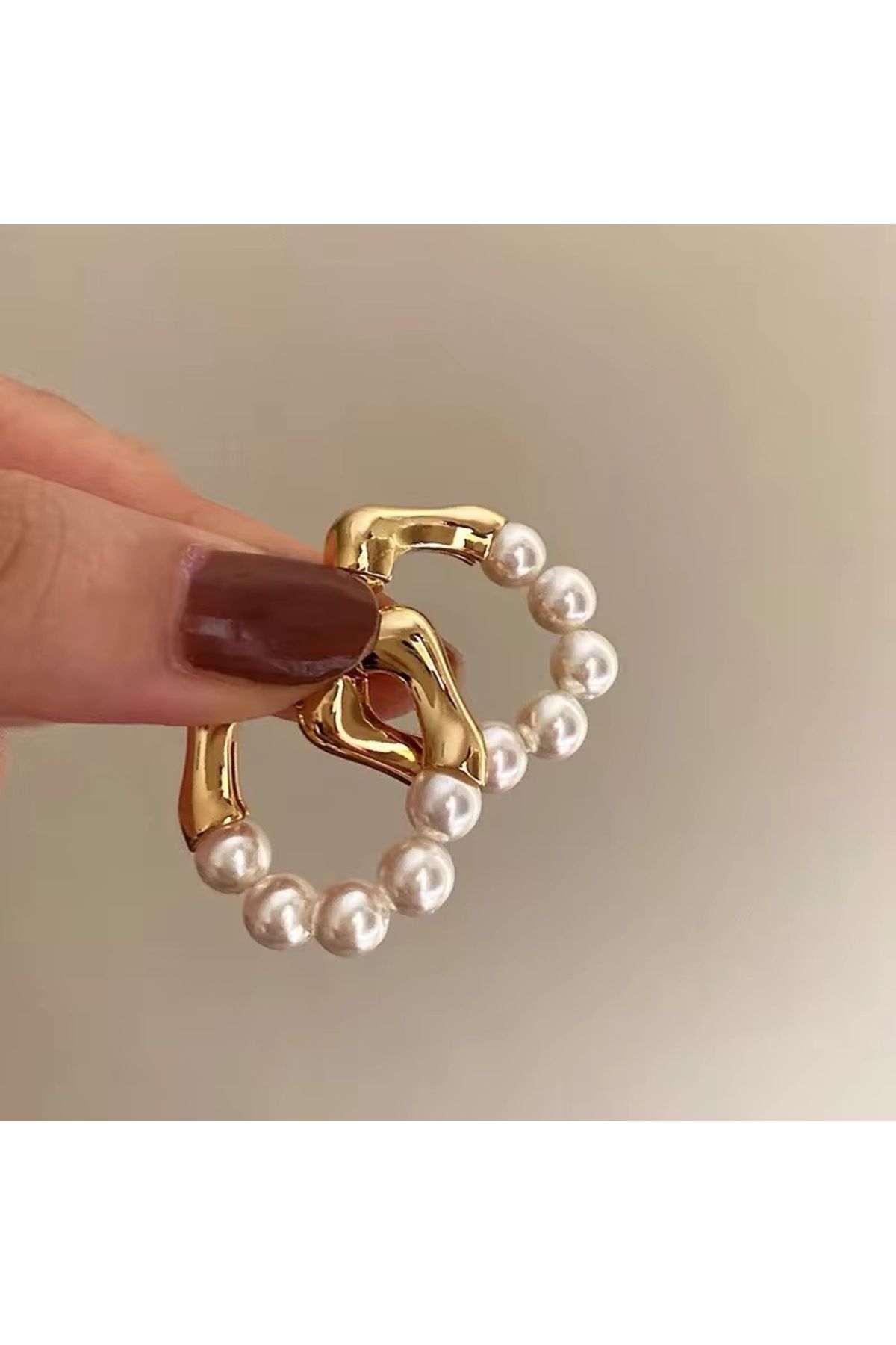 ELMATOLYE-Gold Steel Minimalist Women's Earrings with Pearls - Special Design Hoop 4
