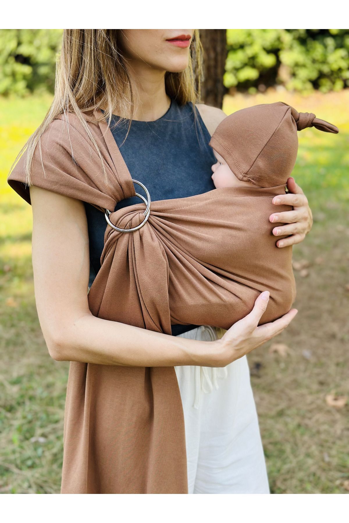 kubbe Anakucağı Esnek Halkalı Cepli Bebek Taşıma Şalı, Bebek Askısı Wrap Sling fotoğrafı 3 (önizleme)