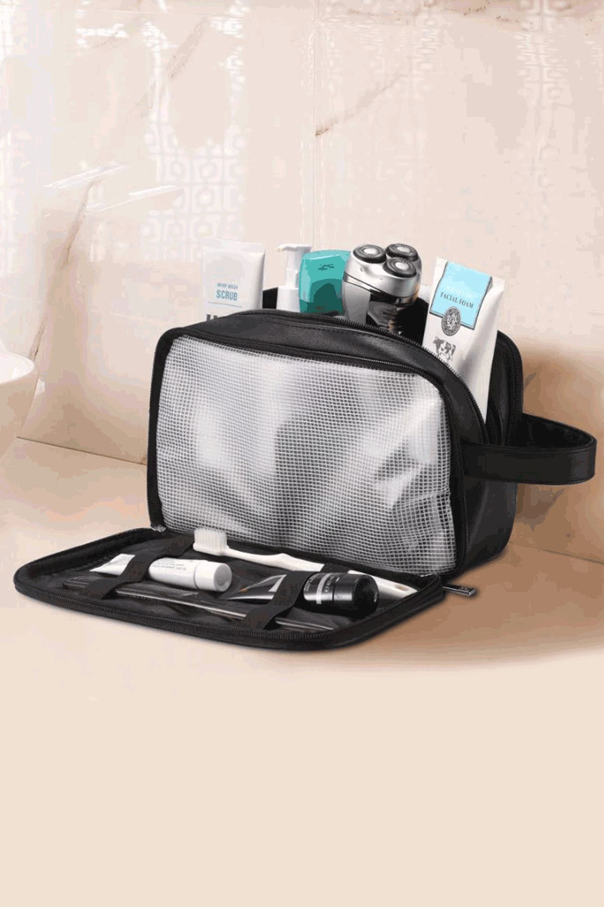 Woys Bags  Siyah Renk Erkek Tıraş Takımı Çantası-erkek Kozmetik El Çantası - Görsel 4