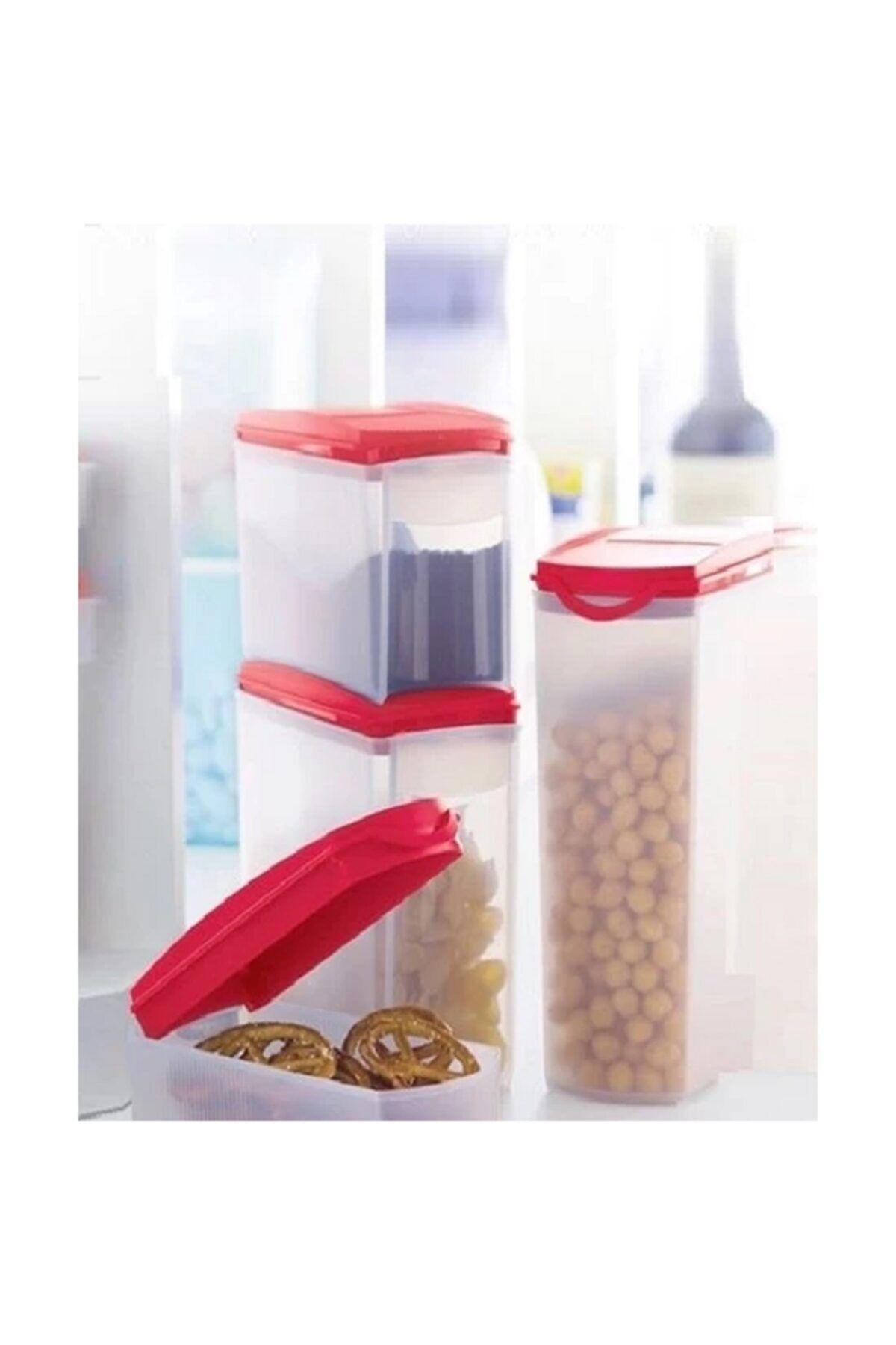 Tupperware-Set of 4 Tupperware Oval Design Red 1