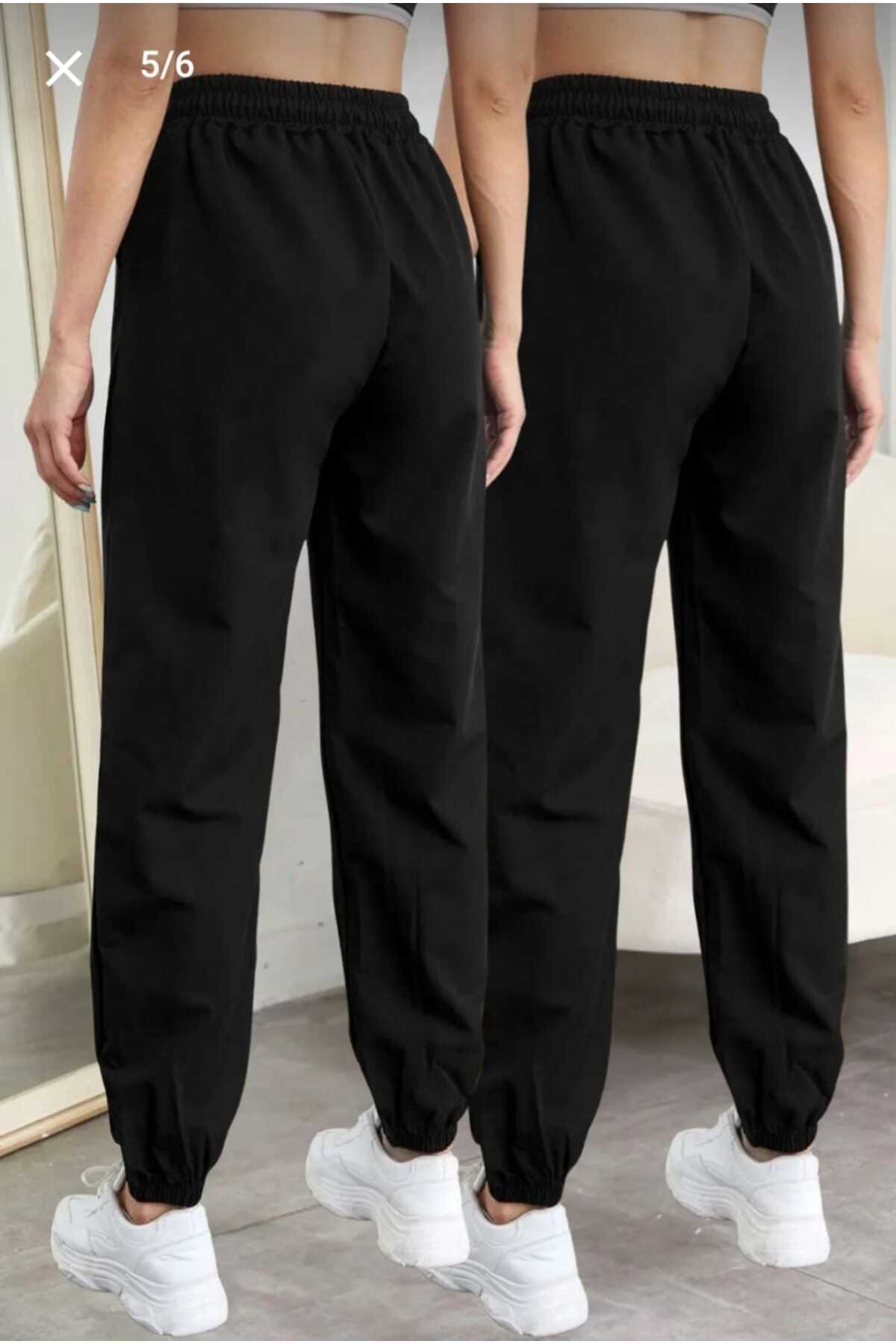 yg ydn giyim 2li Paket Siyah Eşofman Altı-unisex-jogger Paça-rahat Giyim görsel 5