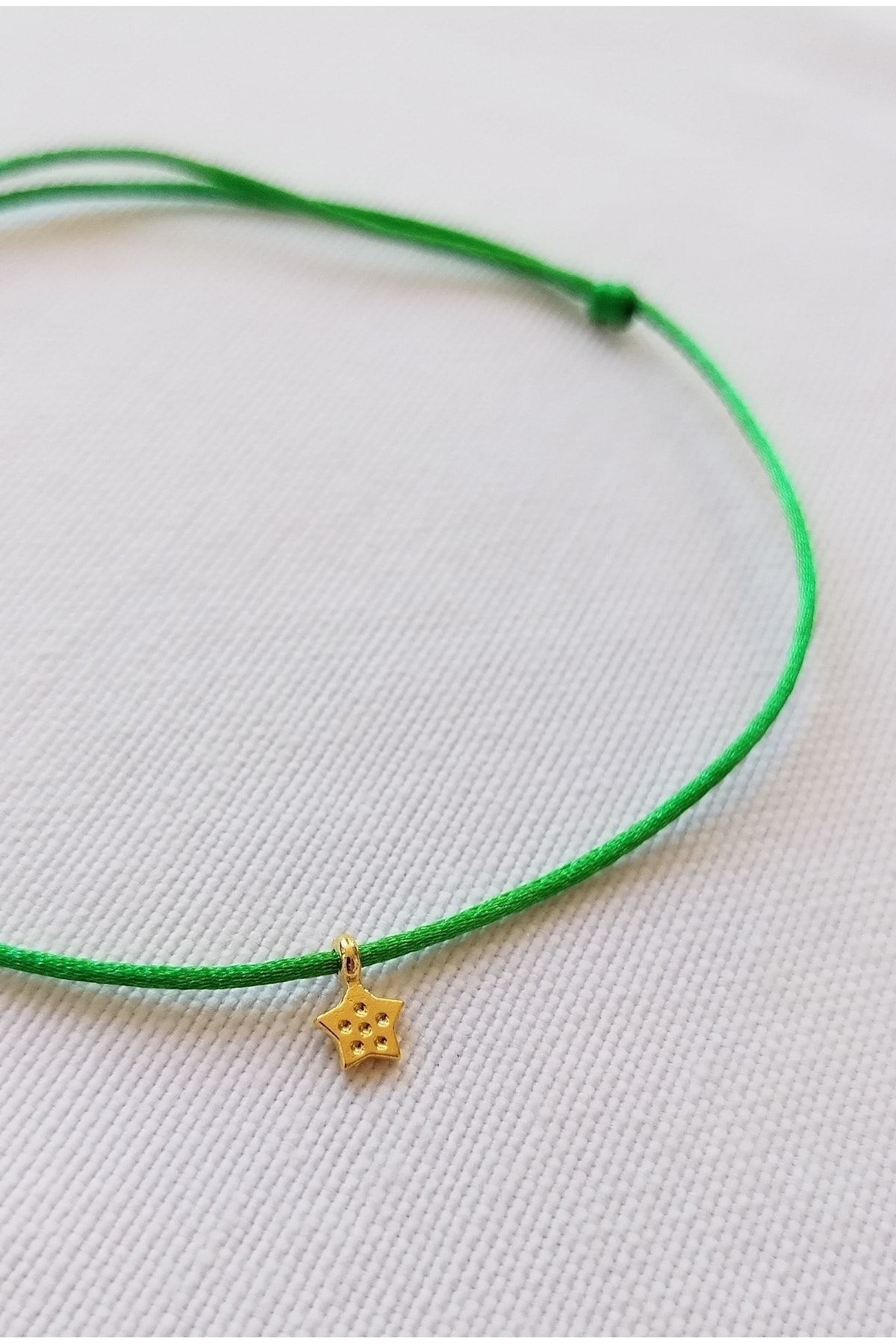 Green Satin Rope Star Detailed Anklet
