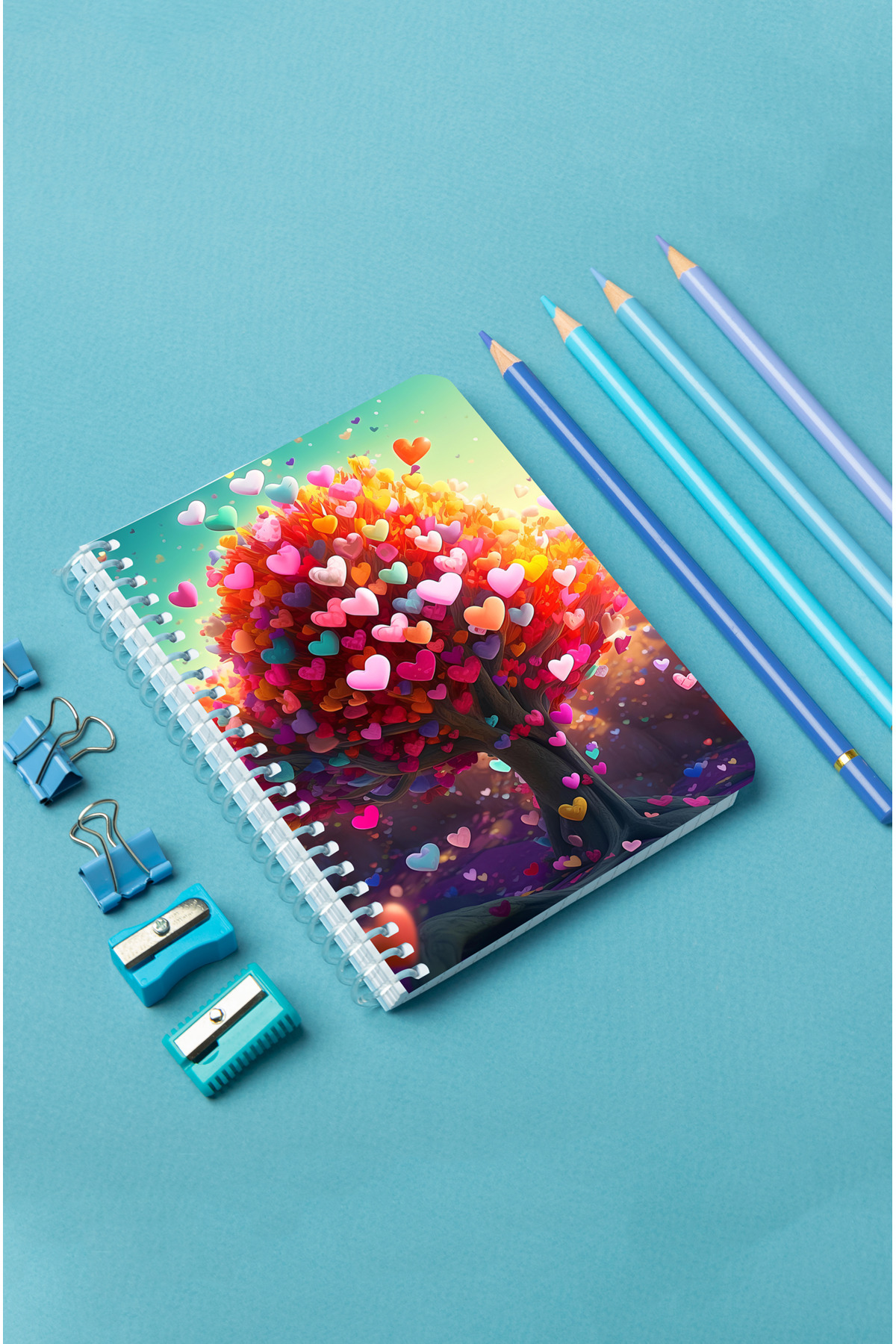 Kalp Ağacı Ahşap Mdf Kapaklı 80 Yaprak Çizgili 10x14 Vip Modelist Defter 80gr/m2 A601