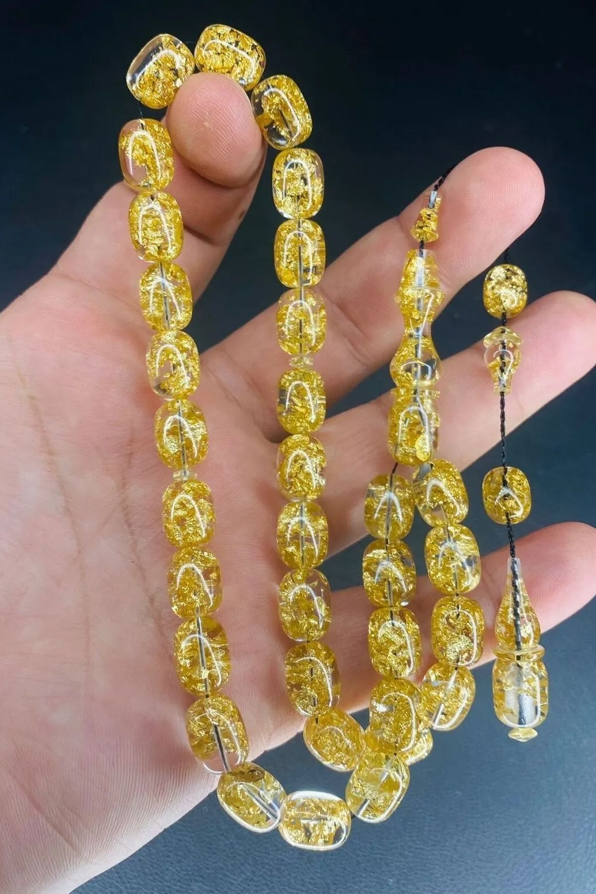 アクセサリー Ttaacchhii Agai Silver Rosary Golden Altın Parçacıklı Uçak Camı Tesbih