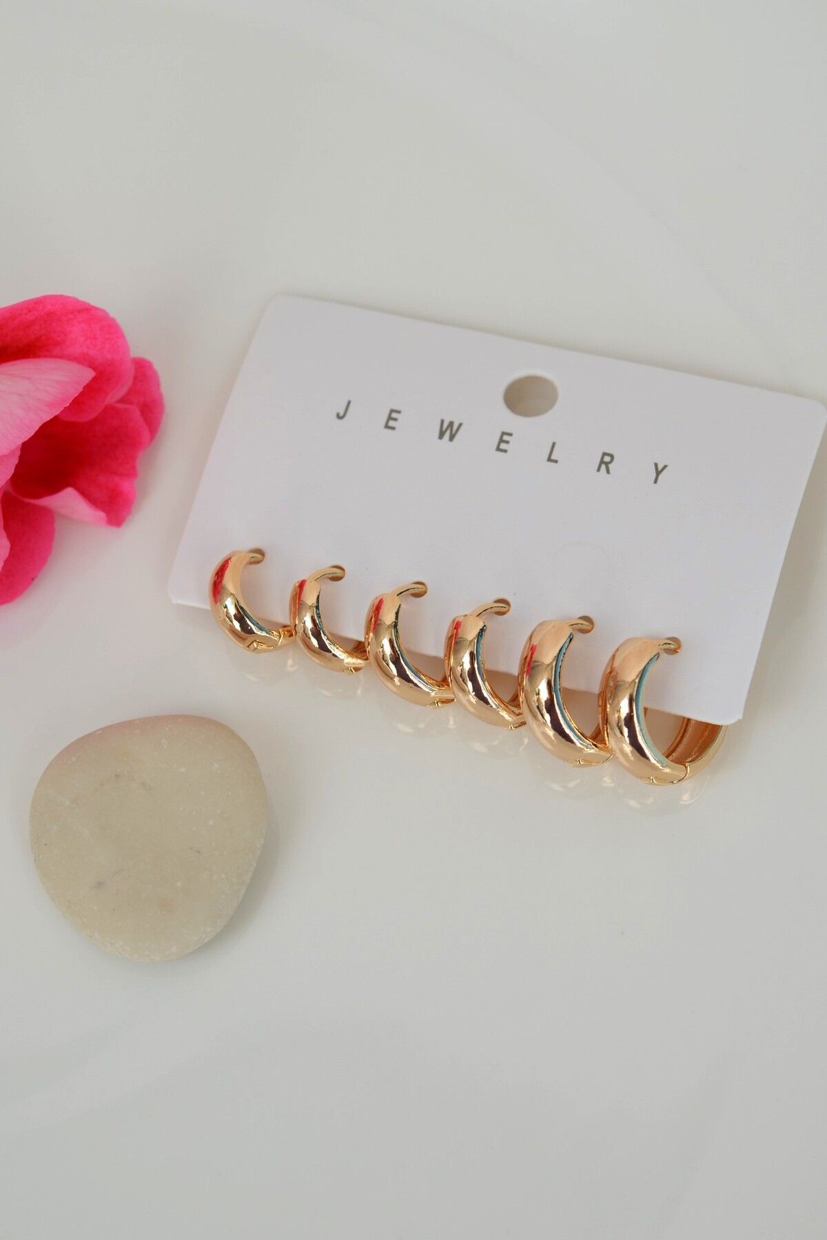 Mu Minamu-Plain Curved Hoop Earrings Set 6 Pieces 3
