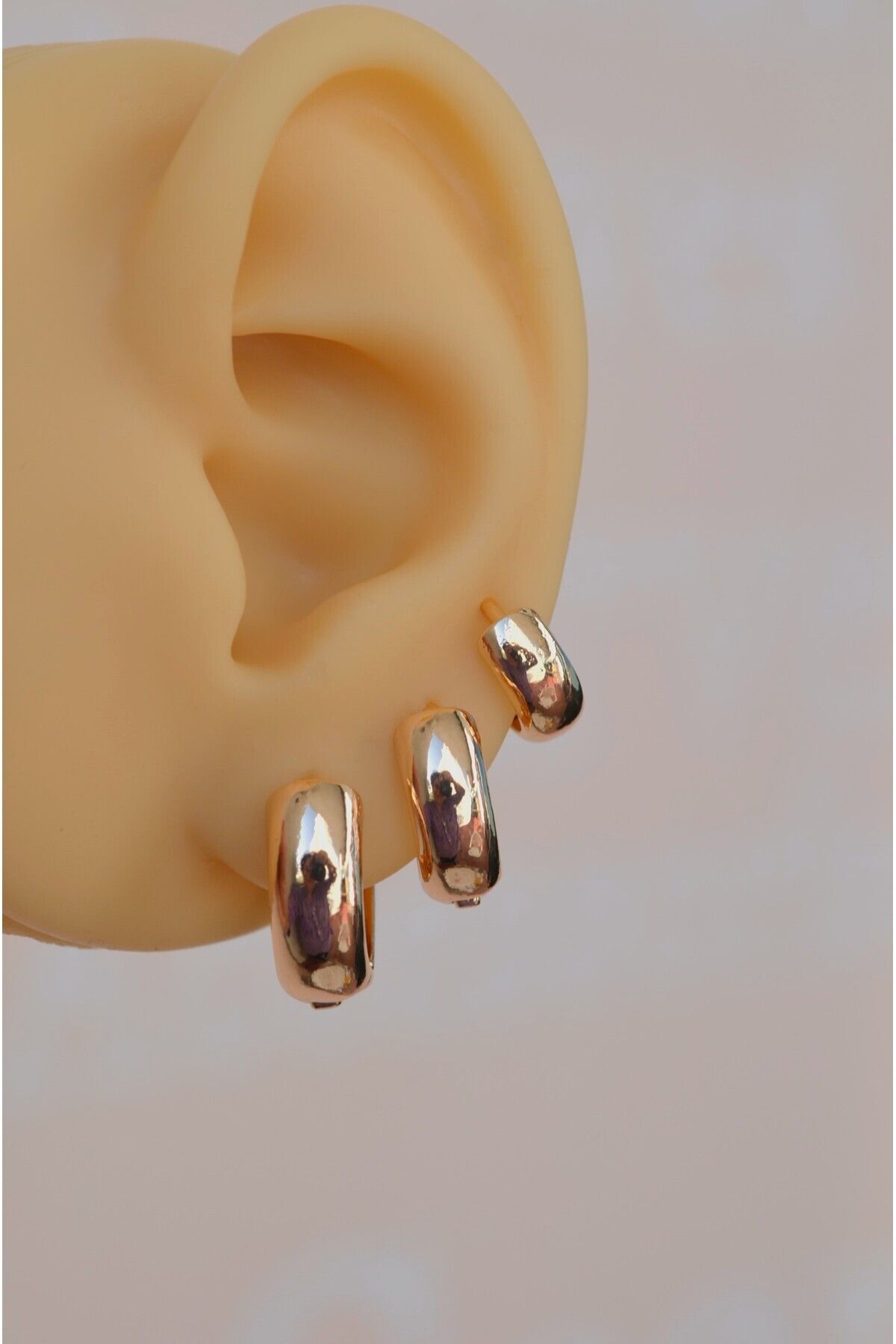 Mu Minamu-Plain Curved Hoop Earrings Set 6 Pieces 4
