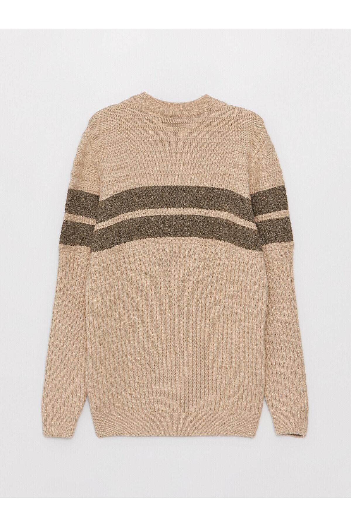 بافت و پلیور مردانه طلایی ال سی وایکیکی | W3BL43Z8 اورجینال - تصویر 7