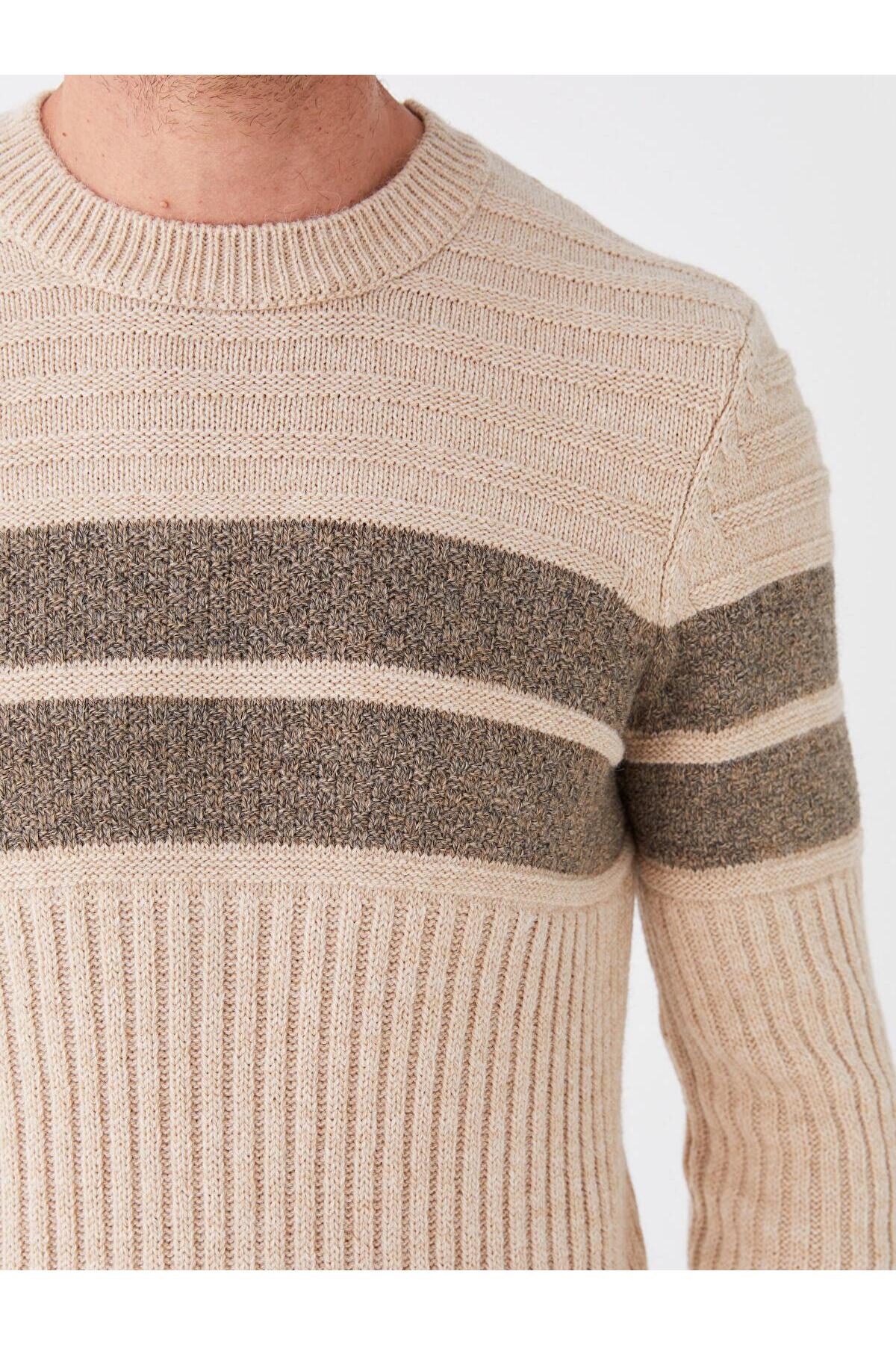 بافت و پلیور مردانه طلایی ال سی وایکیکی | W3BL43Z8 اورجینال - تصویر 4