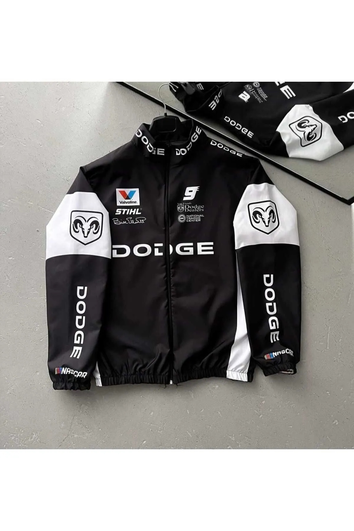 memetti m şekil Dodge Siyah Beyaz Unisex Motorcu Yağmurluk Rüzgarlık İnce Ceket