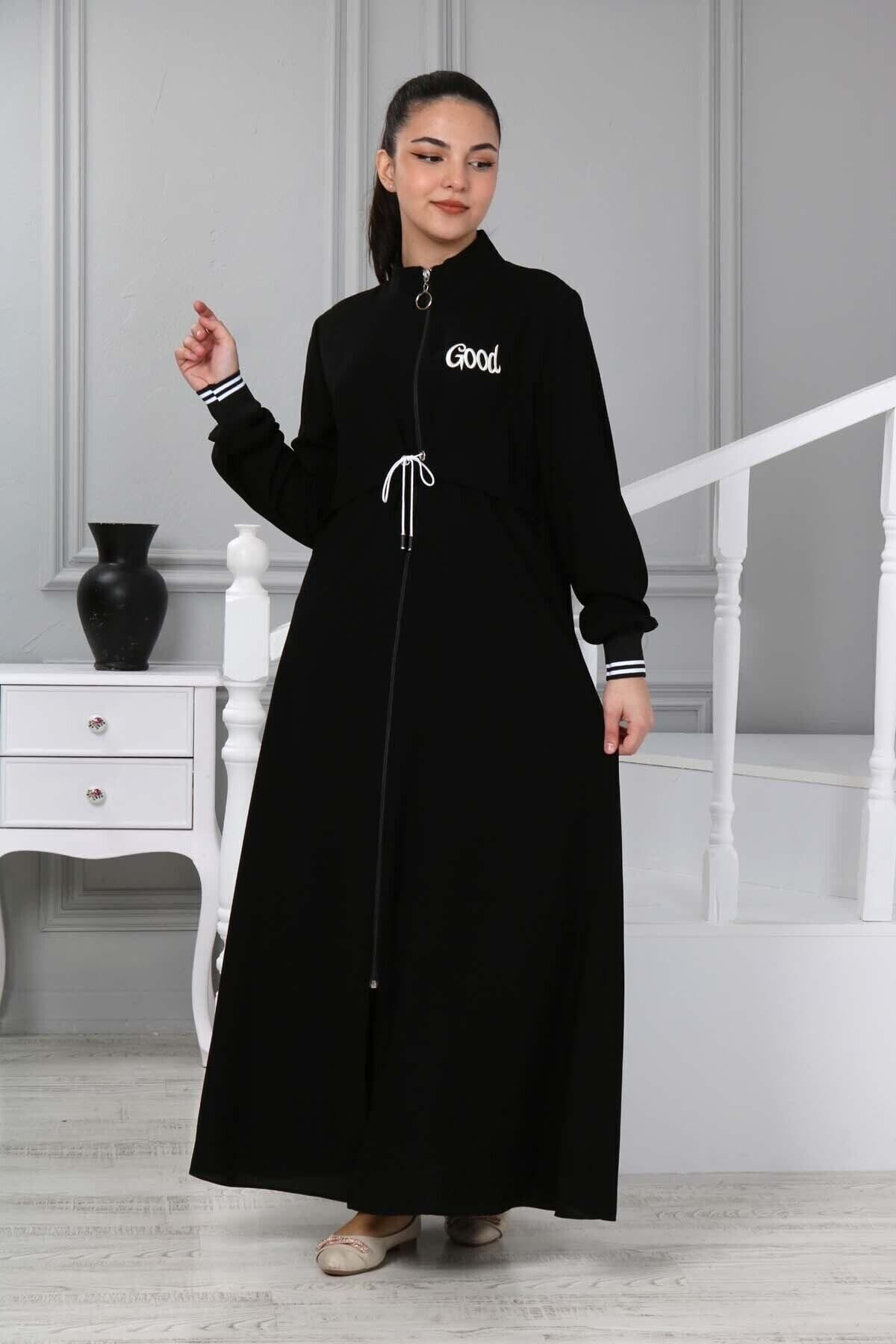 Asortik Kids-Κορίτσι Child Hijab Black Sports Abaya Cilbab 3