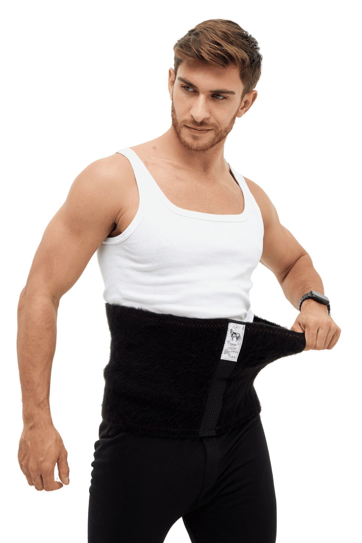 corset de taille en laine thermique noir unisexe réchauffe garde au chaud prévient la douleur soutient