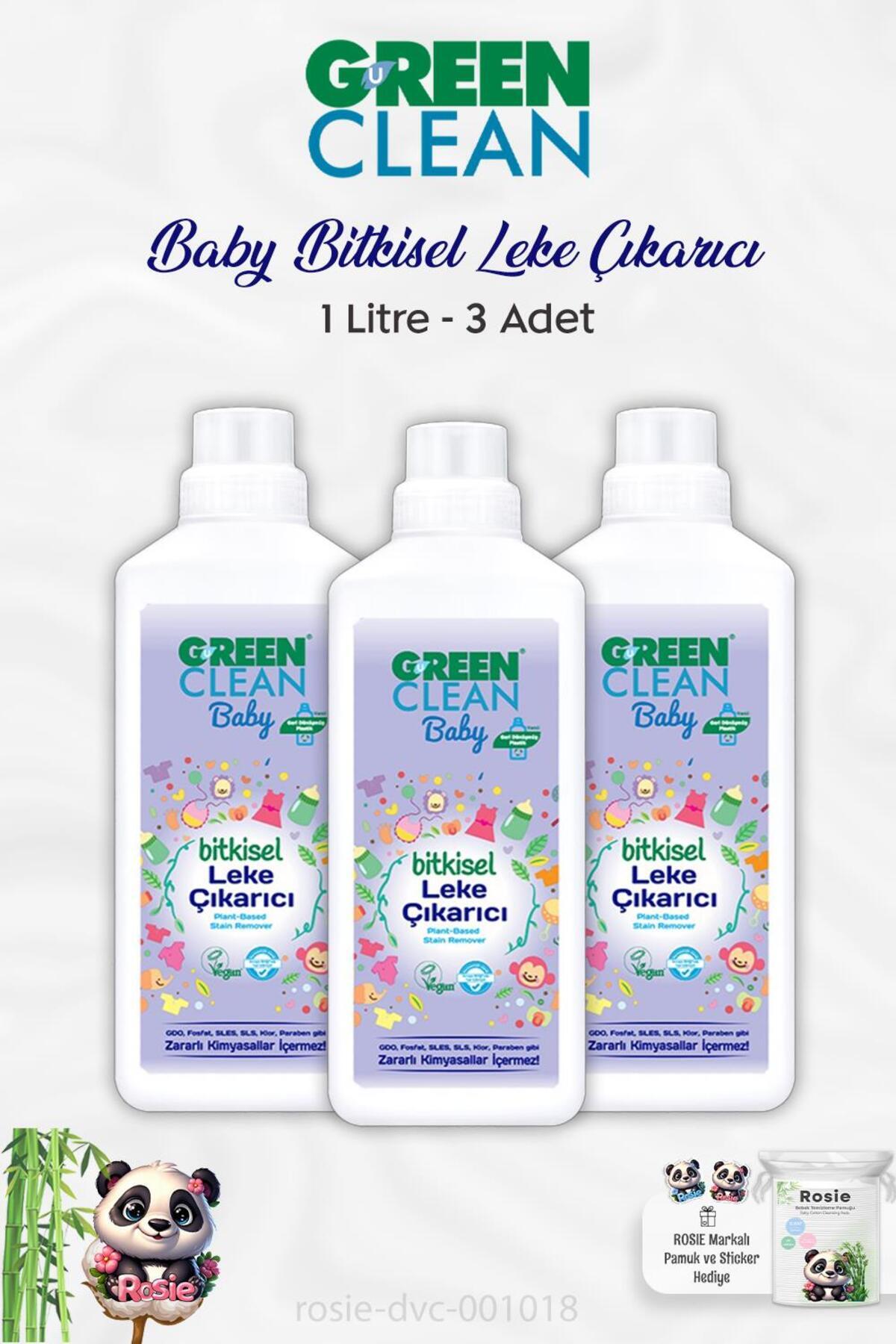 Green Clean 3 Adet Green Clean Baby Bitkisel Leke Çıkarıcı 1 lt ve ROSIE