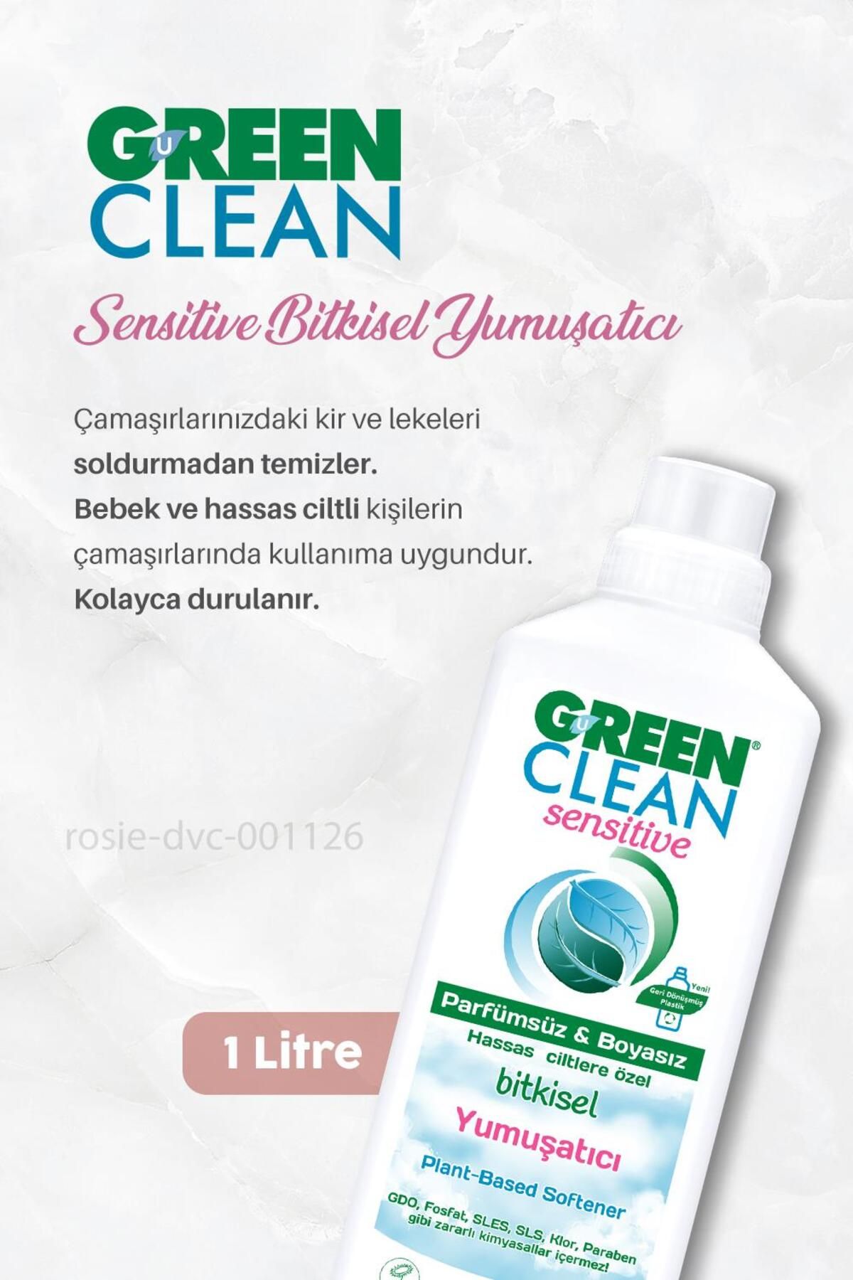 صابون مایع گیاهی 2750 میلی لیتری، نرم کننده حساس 1 لیتری و رزی Green Clean