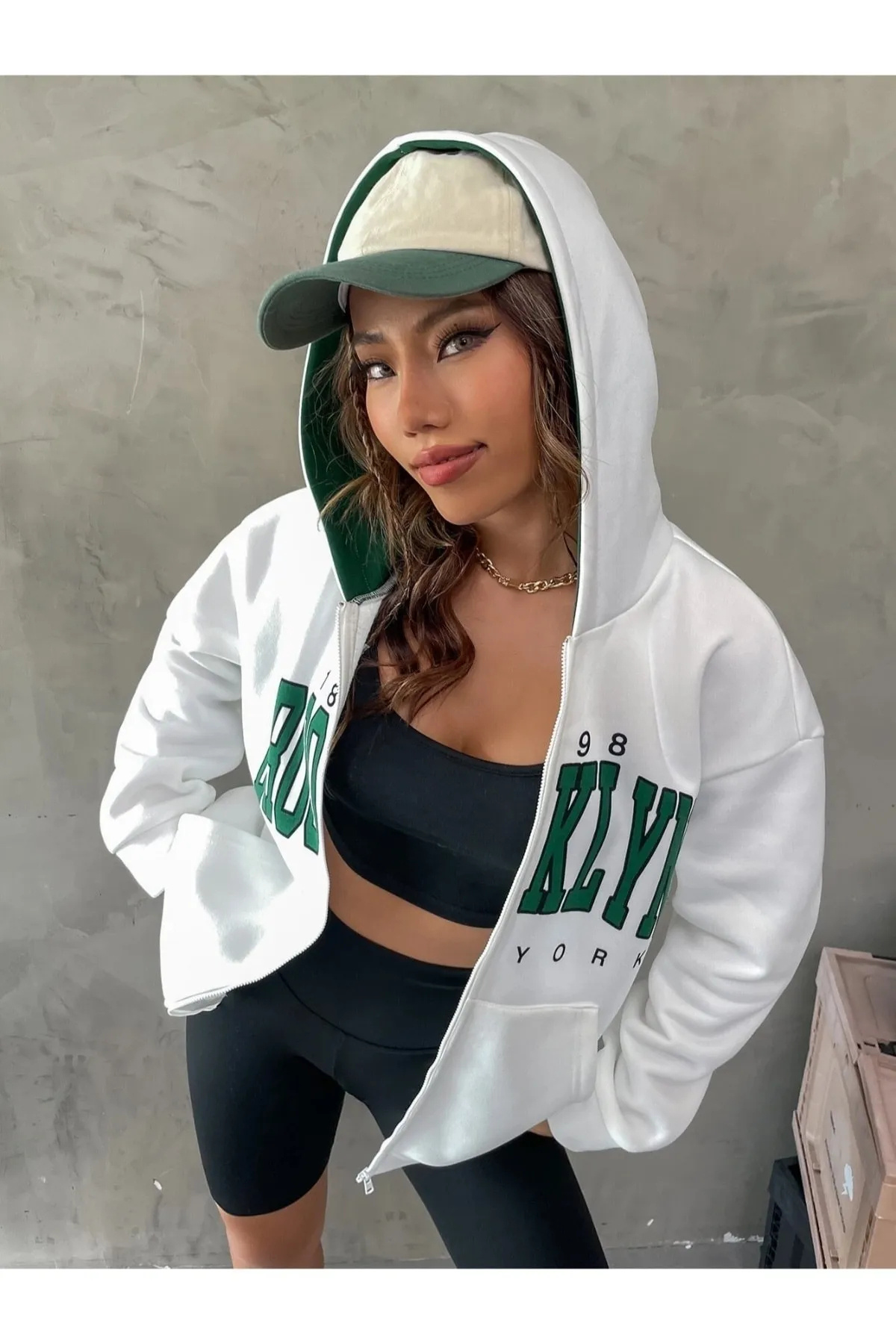 npLStore Büyük Beden Unisex Fermuarlı Baskılı 3 İplik Polar Hırka / Ceket görsel 2