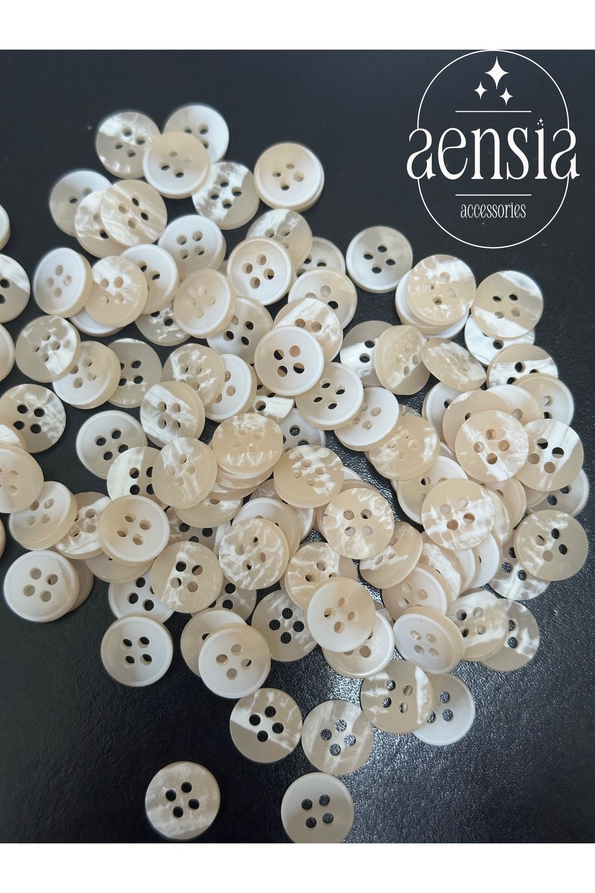 aensia-Pack of 10 Matte Polyester Shirts Button - White Cream Color Transition, 1.14 Cm Button 5