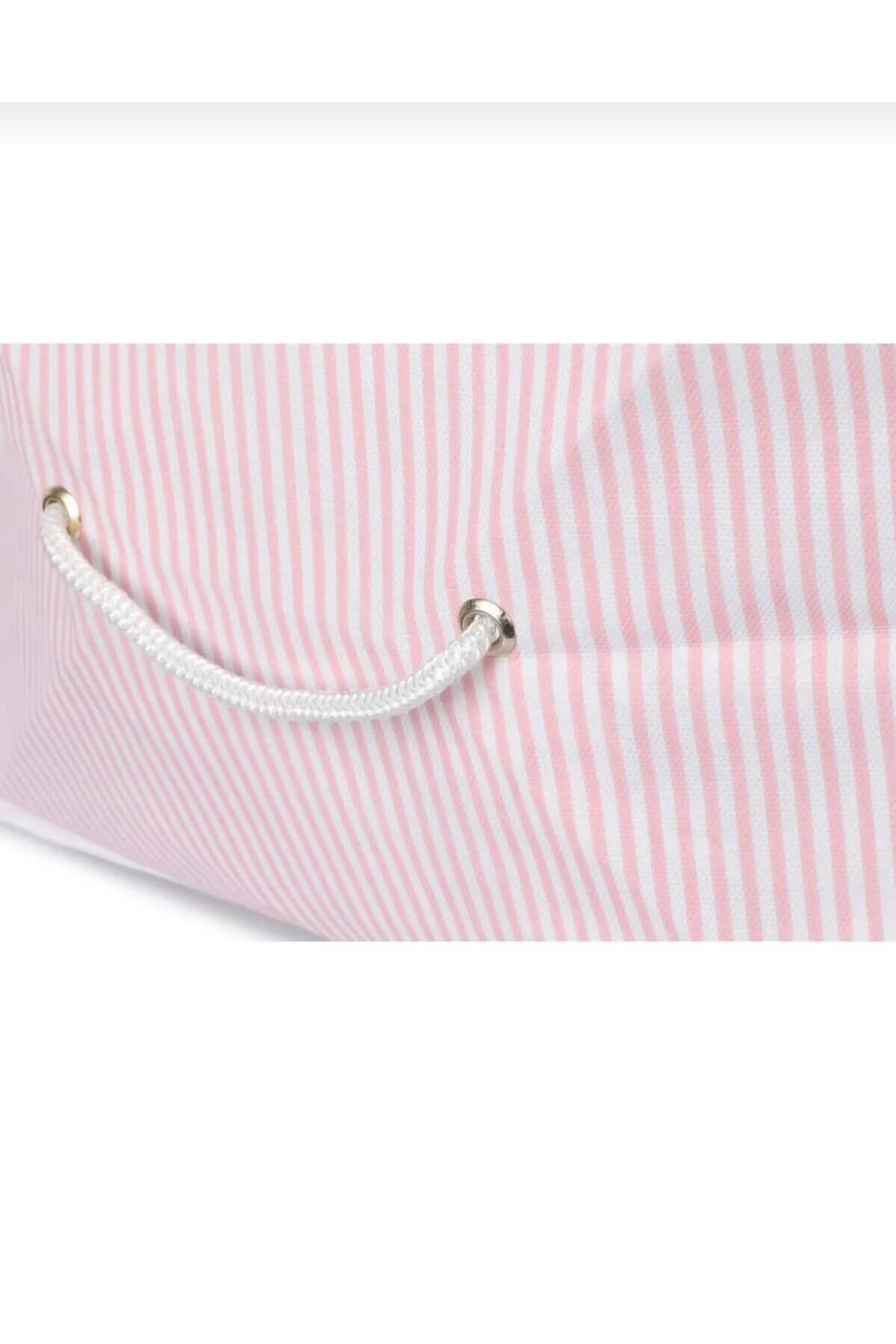 AYHOME Pembe 32 X 22 X 18 Cm Desenli Çok Amaçlı Hurç Kulplu Fermuarlı Düzenleyici Pamuklu Organizer