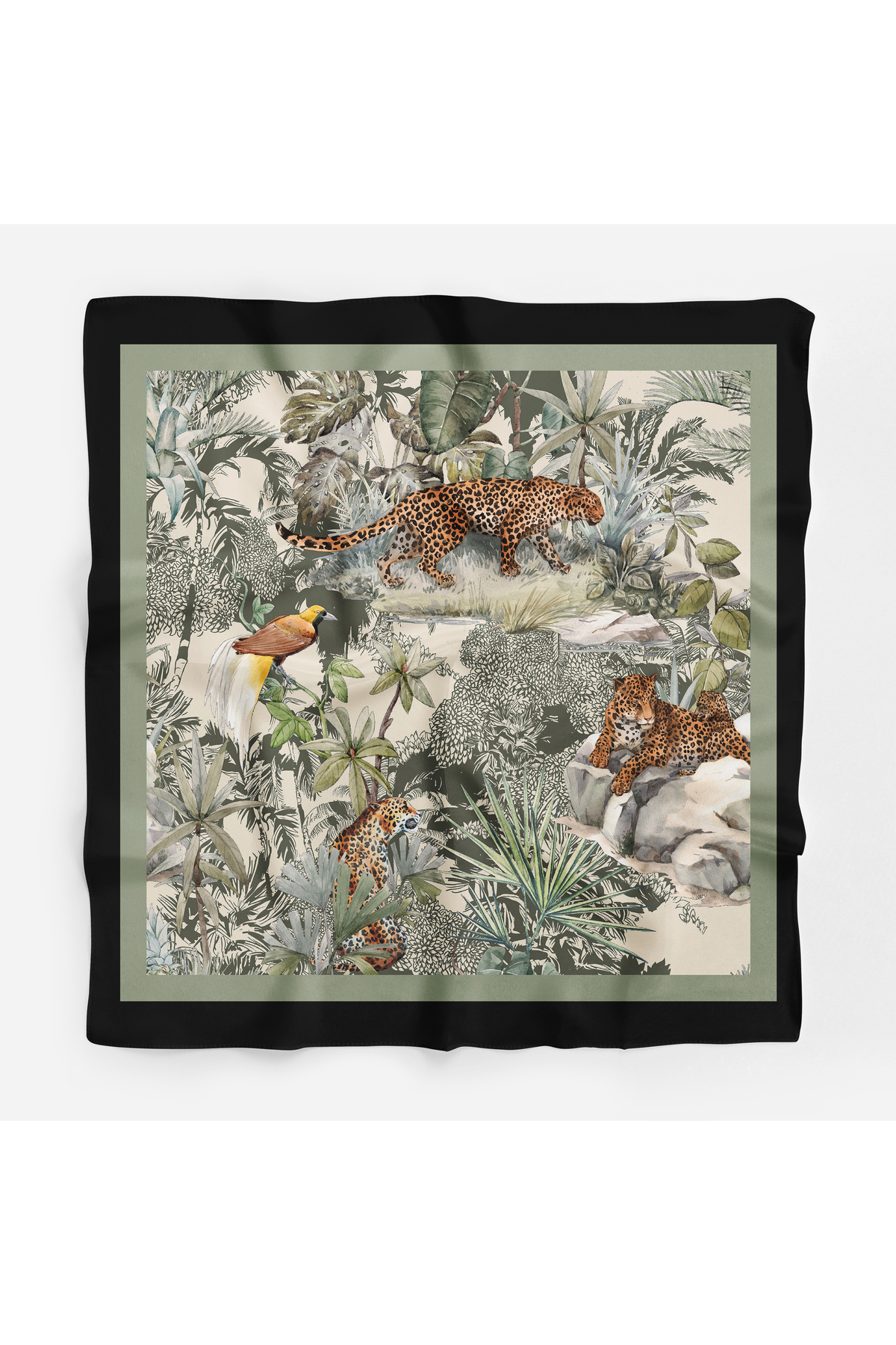 Women's Green Tropical Pattern Bandana 70x70DG1124-22