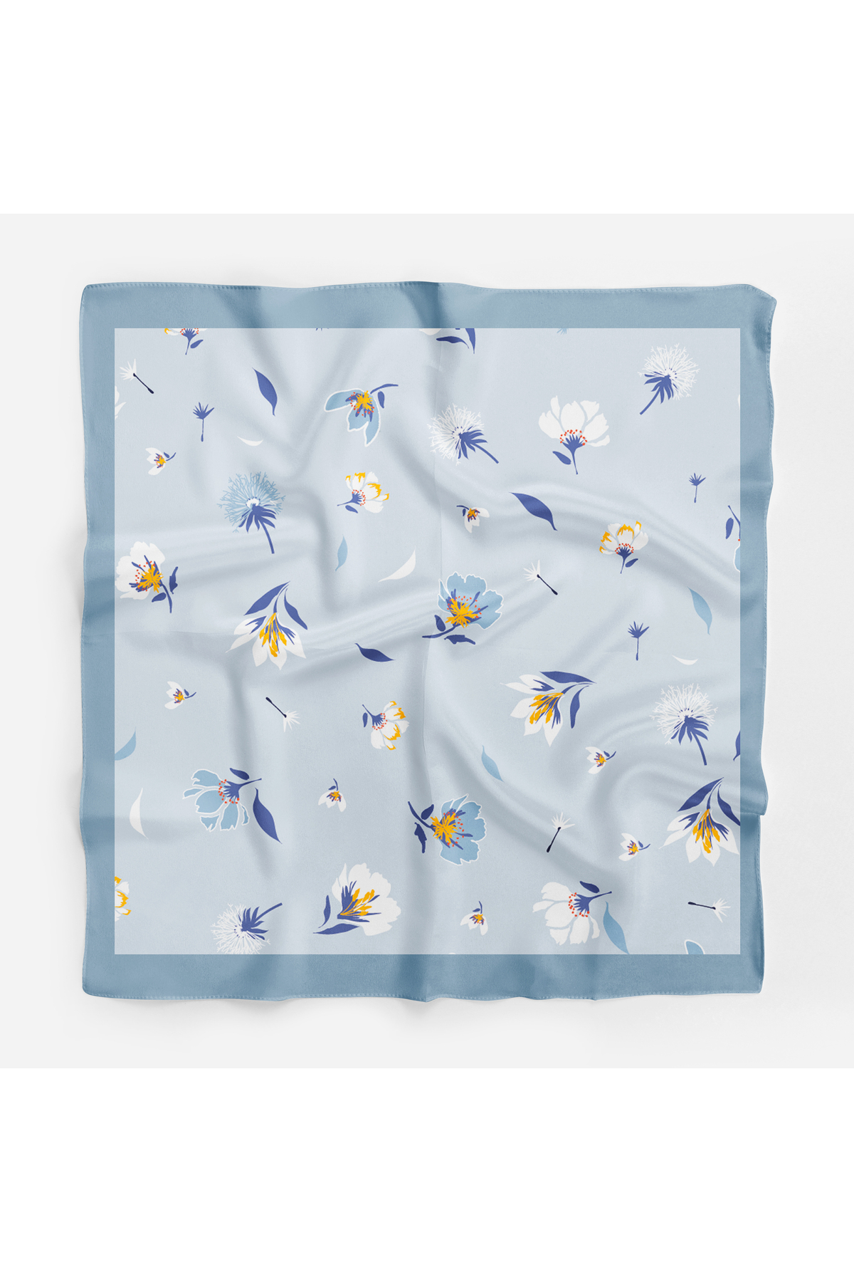 Women's Blue Flower Pattern Bandana 70x70DG0157-22