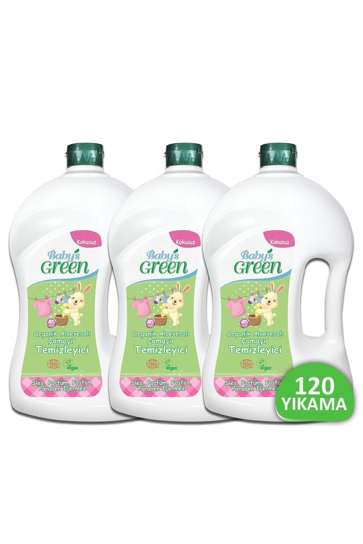 Baby's Green 3'lü Organik Aloeveralı Bebek Çamaşır Temizleyici - 120 Yıkama (1500ML X 3 ADET)