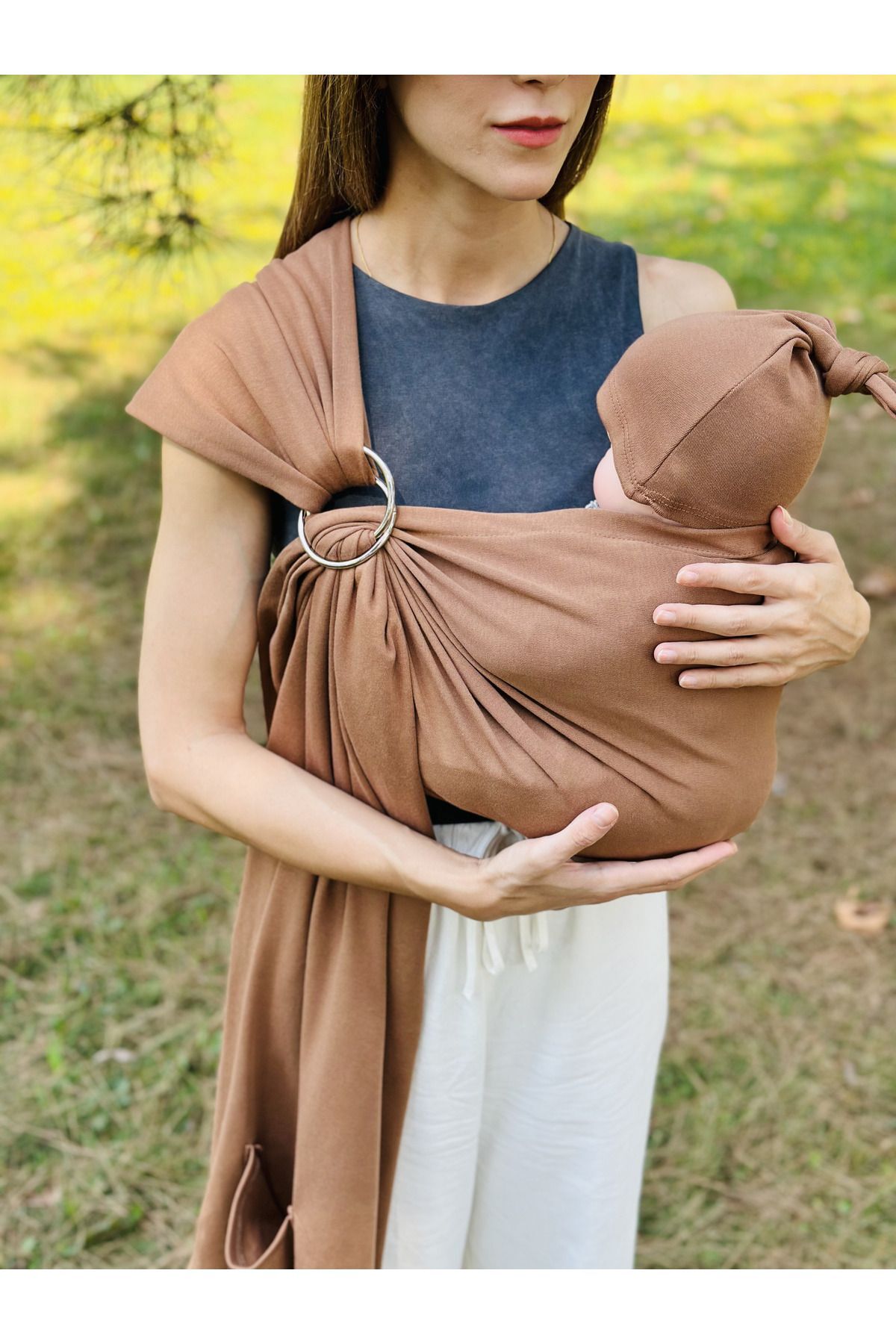 kubbe Anakucağı Esnek Halkalı Cepli Bebek Taşıma Şalı, Bebek Askısı Wrap Sling fotoğrafı 7 (önizleme)