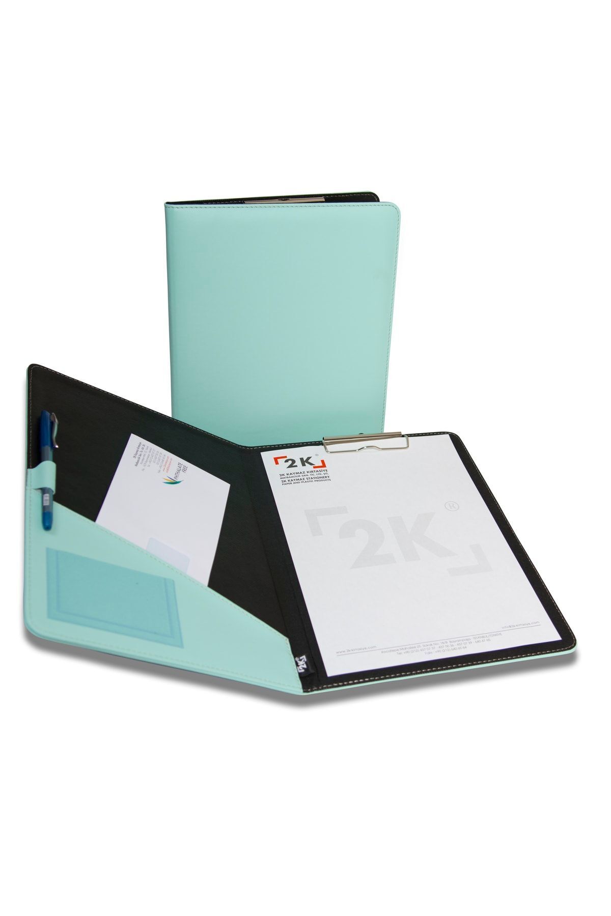 2K Sekreterlik Tablası Kapaklı Suni Deri A4 - Su Yeşili