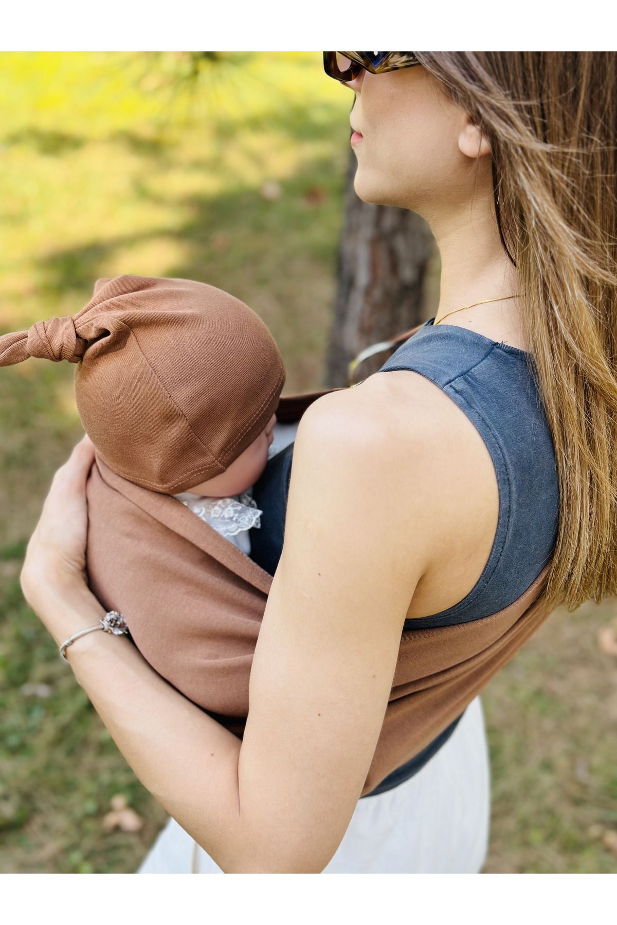 kubbe Anakucağı Esnek Halkalı Cepli Bebek Taşıma Şalı, Bebek Askısı Wrap Sling fotoğrafı 5 (önizleme)