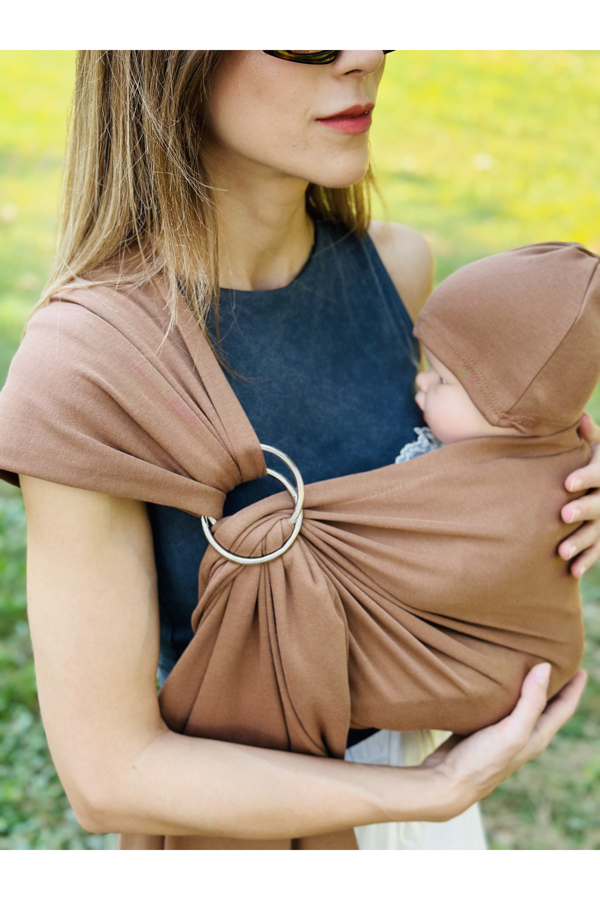 kubbe Anakucağı Esnek Halkalı Cepli Bebek Taşıma Şalı, Bebek Askısı Wrap Sling fotoğrafı 4 (önizleme)
