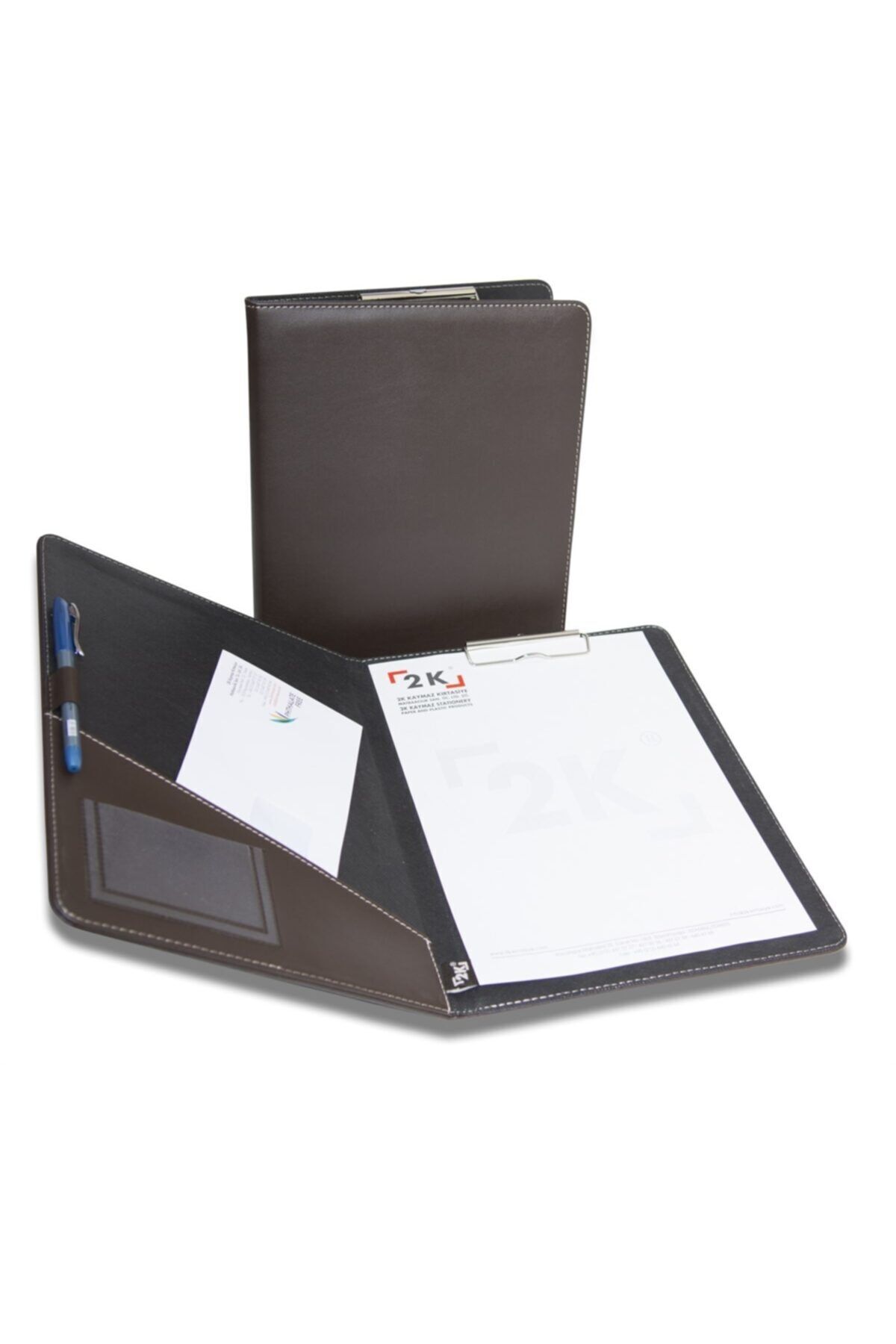 2K Sekreterlik Tablası Kapaklı Suni Deri A4 - Kahve