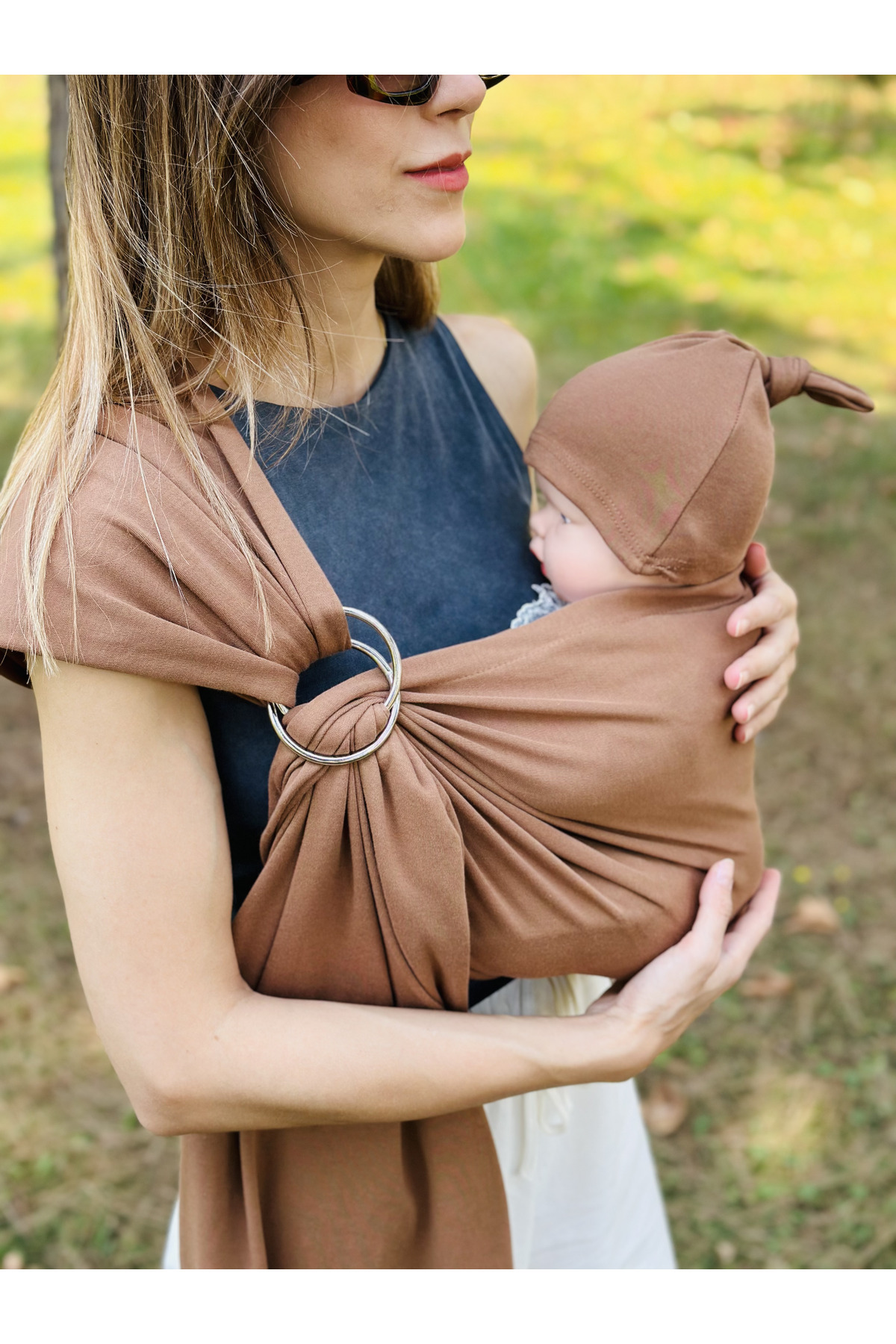 kubbe Anakucağı Esnek Halkalı Cepli Bebek Taşıma Şalı, Bebek Askısı Wrap Sling fotoğrafı 2 (önizleme)