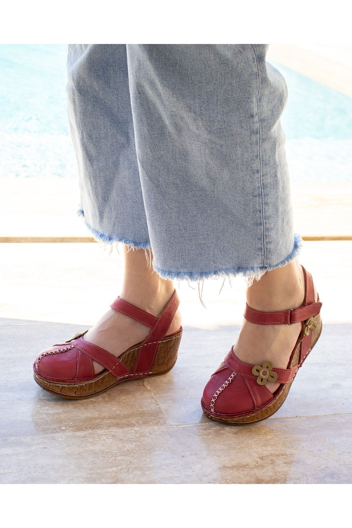 صندل زنانه بورگوندی CONSUELO | 11416 اورجینال - تصویر 2