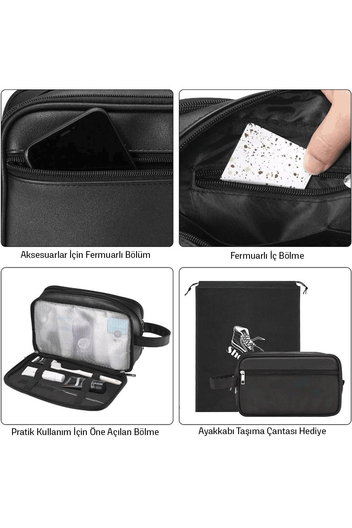 Woys Bags  Siyah Renk Erkek Tıraş Takımı Çantası-erkek Kozmetik El Çantası - Görsel 6