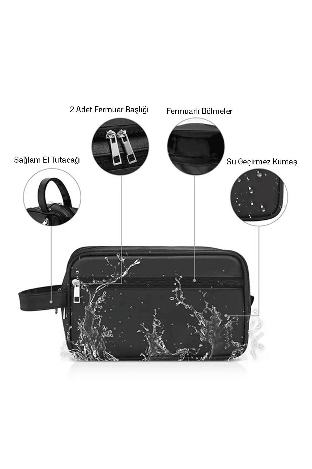Woys Bags  Siyah Renk Erkek Tıraş Takımı Çantası-erkek Kozmetik El Çantası - Görsel 5