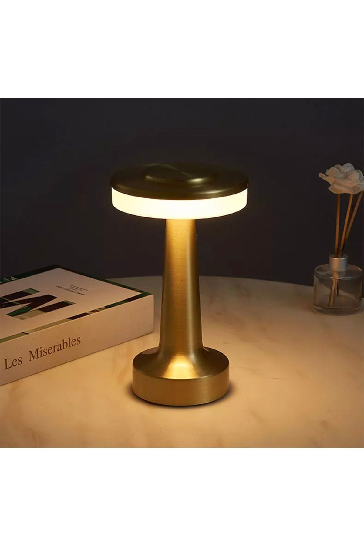 Modern Led Lampshade Table Lamp Touch Lampshade Rechargeable Gold Yellow
