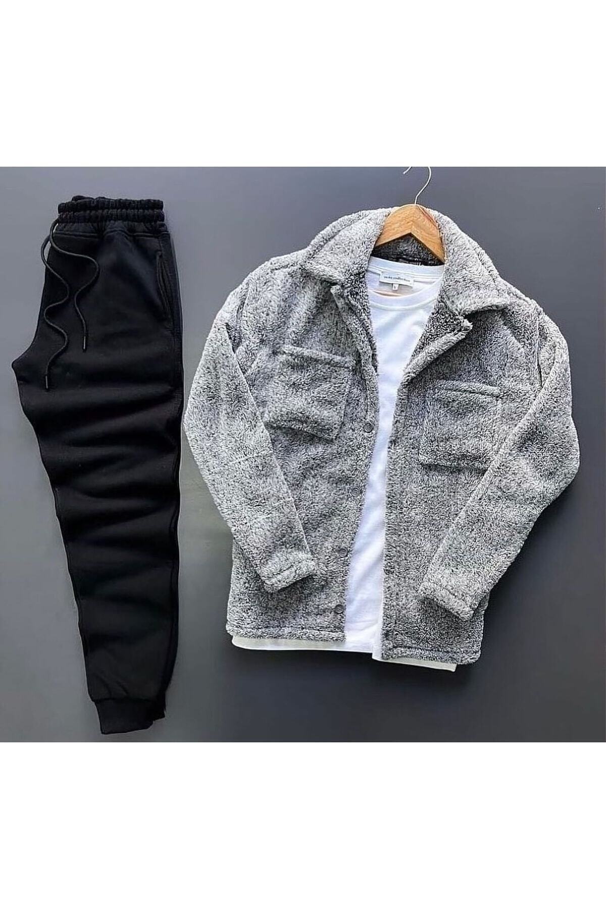 MEİLİFENG Peluş Hırka Ceket Ve Eşofman Alt Takım